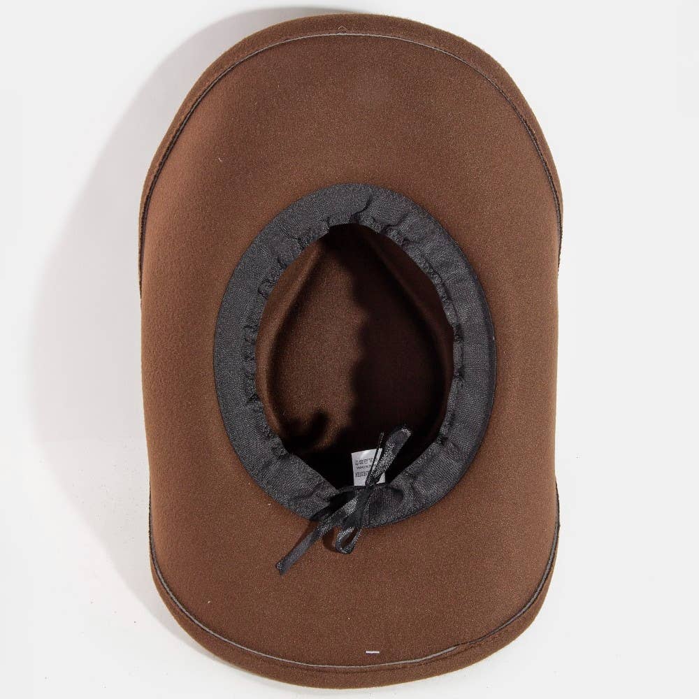 Safety Pin And Rustic Strap Patched Western Cowboy Hat