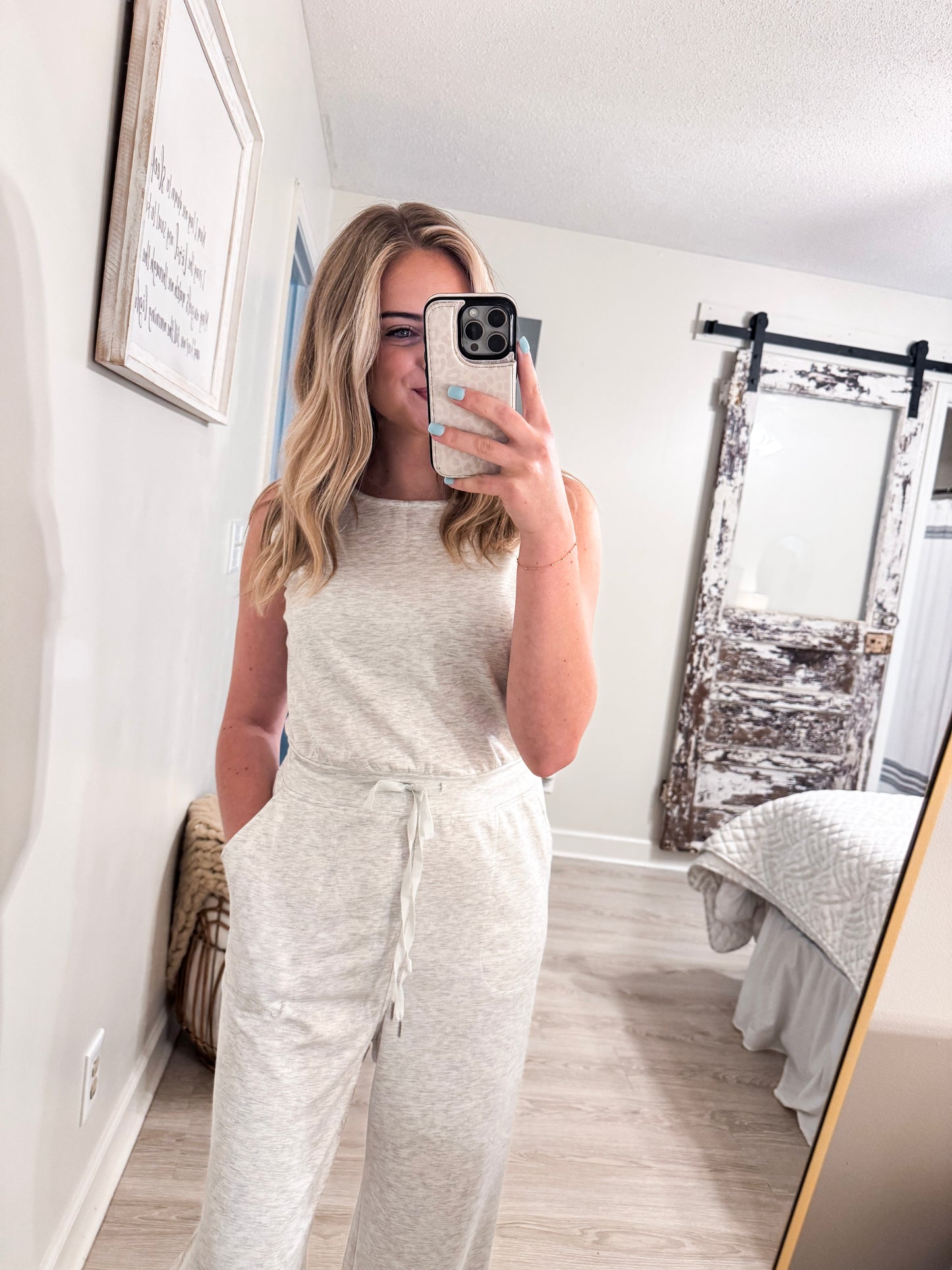 Light Grey Drawstring Jumpsuit