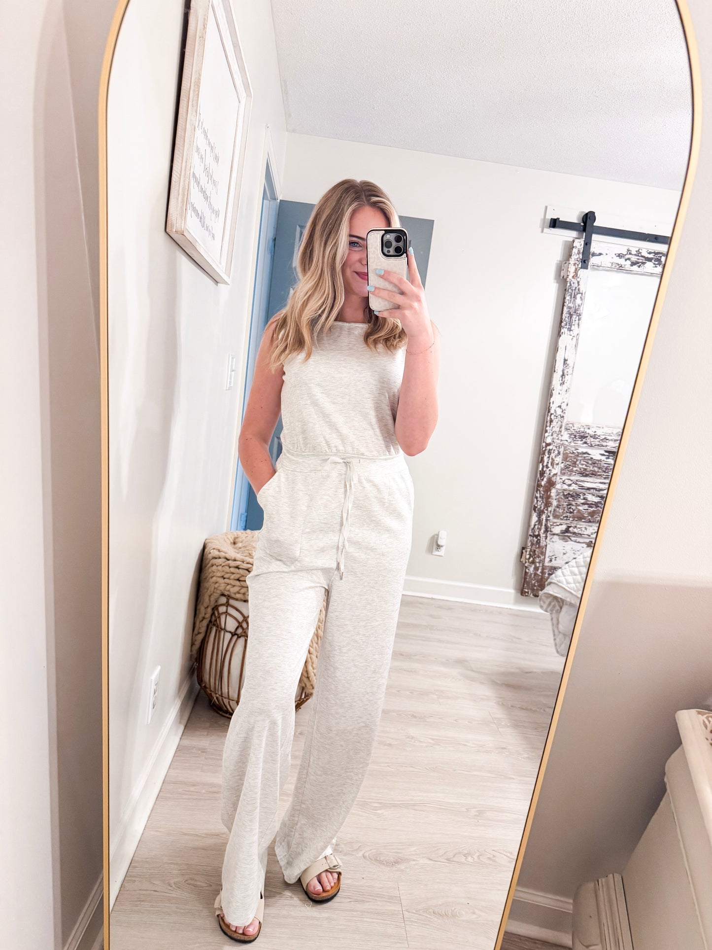 Light Grey Drawstring Jumpsuit