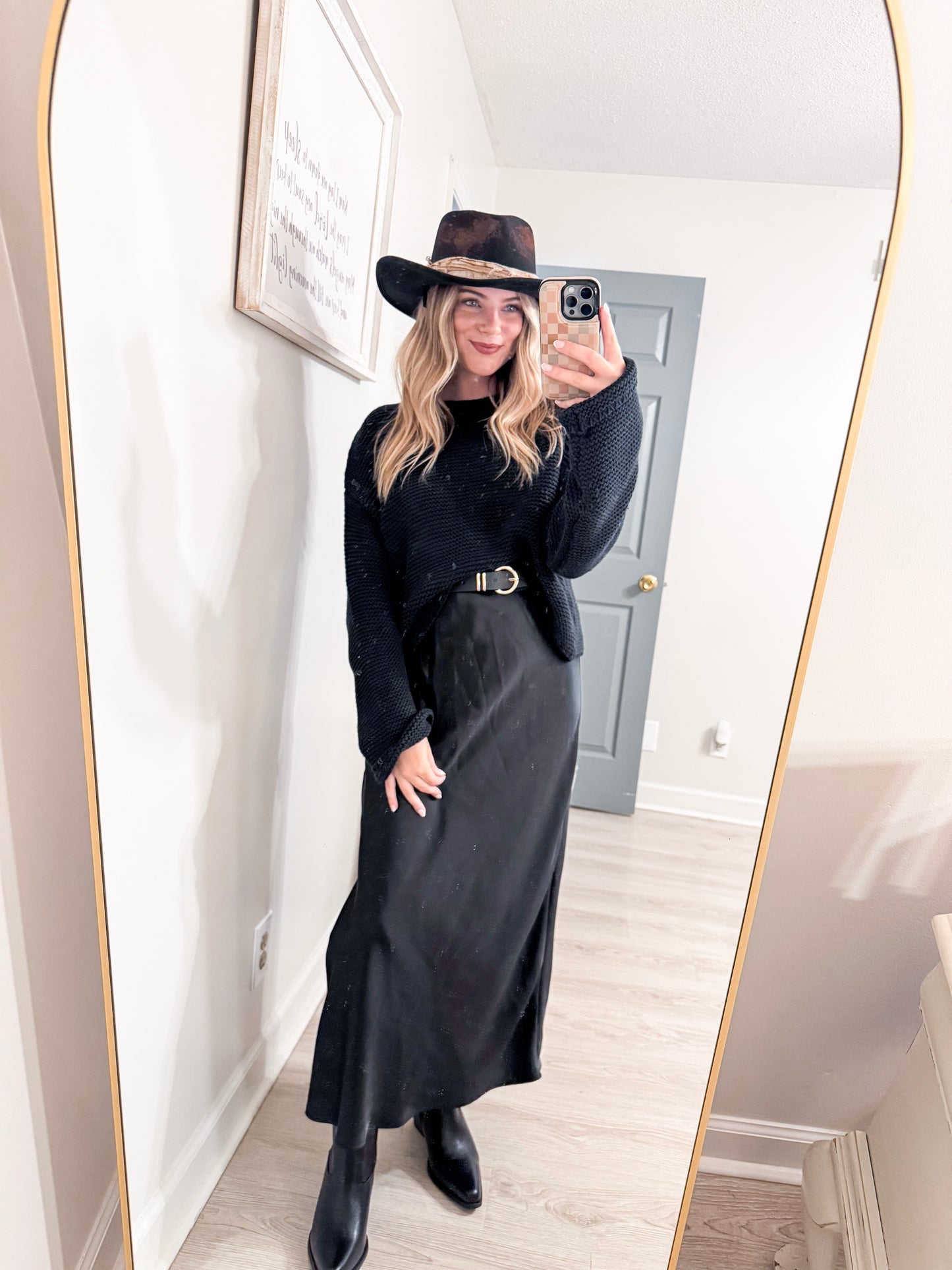 Satin Midi Dress With A Side Slit