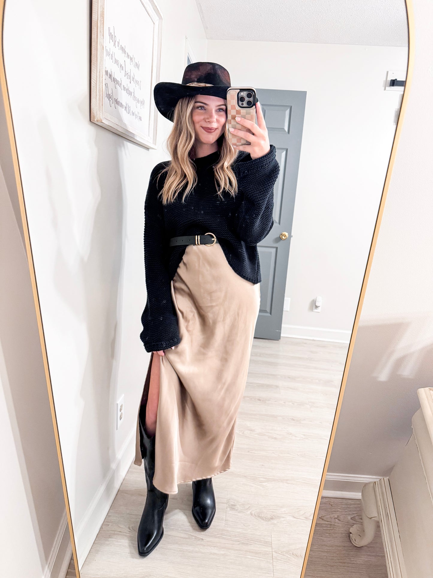 Satin Midi Dress With A Side Slit
