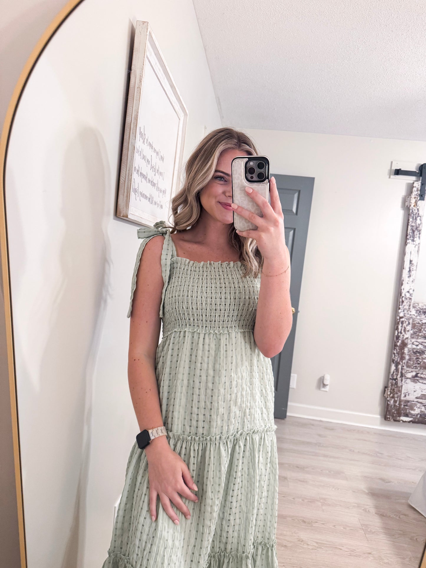 Smocked Gingham Dress