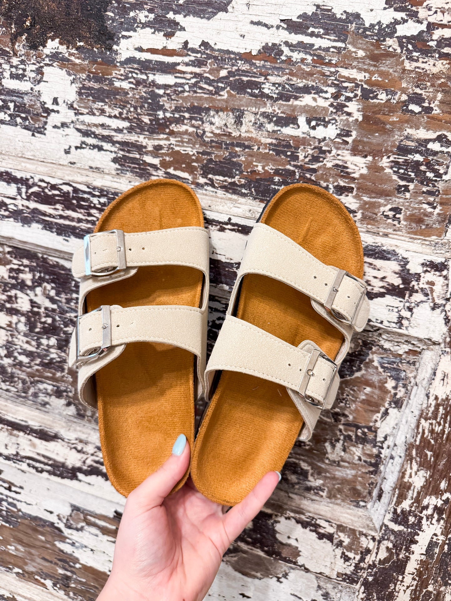 Cream Buckle Flats