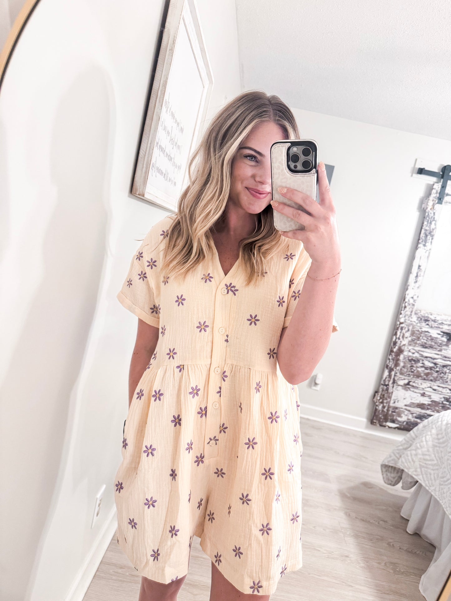 Floral Embroidered Romper