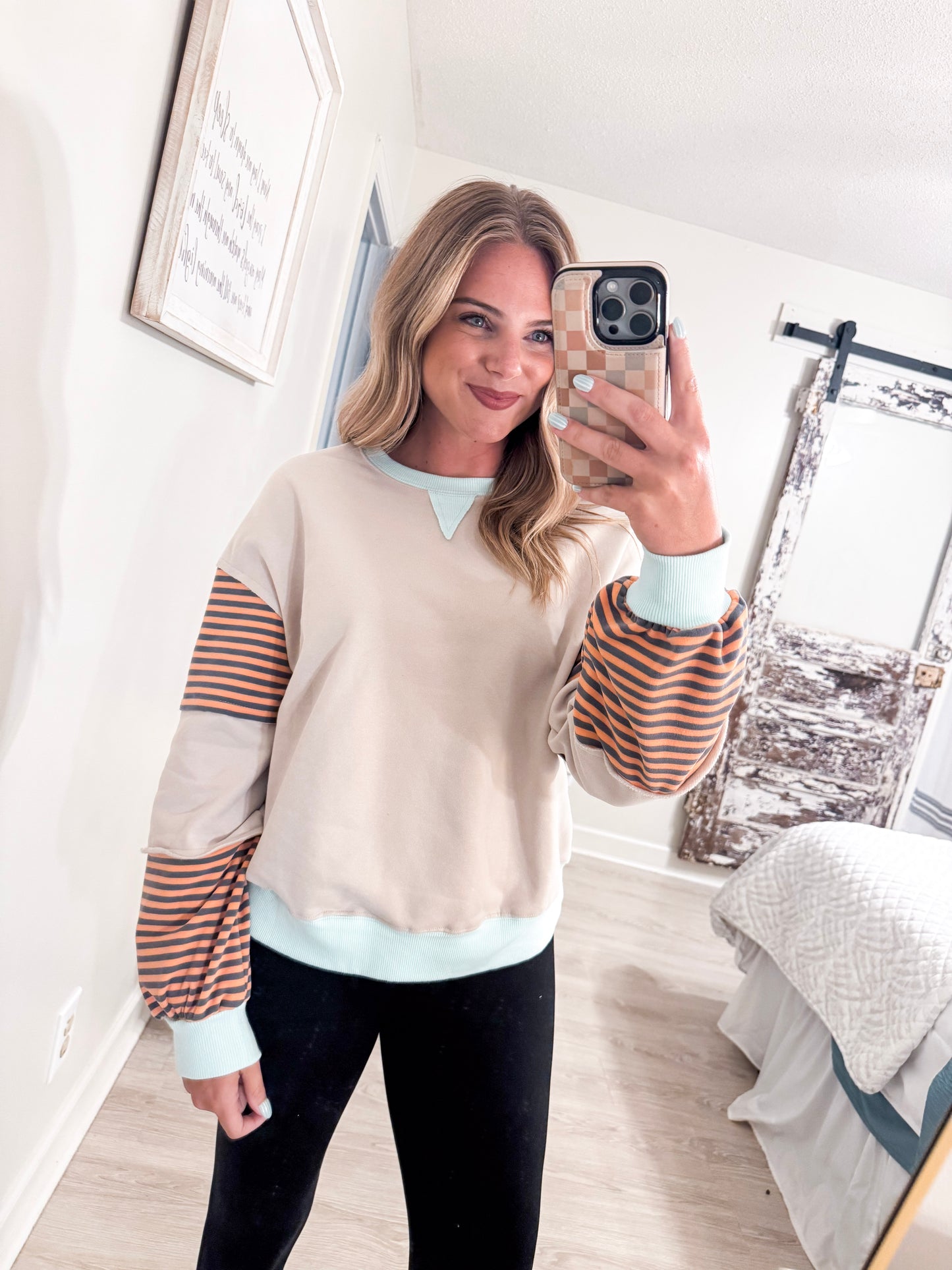 Stripped Colorblock Sweatshirt