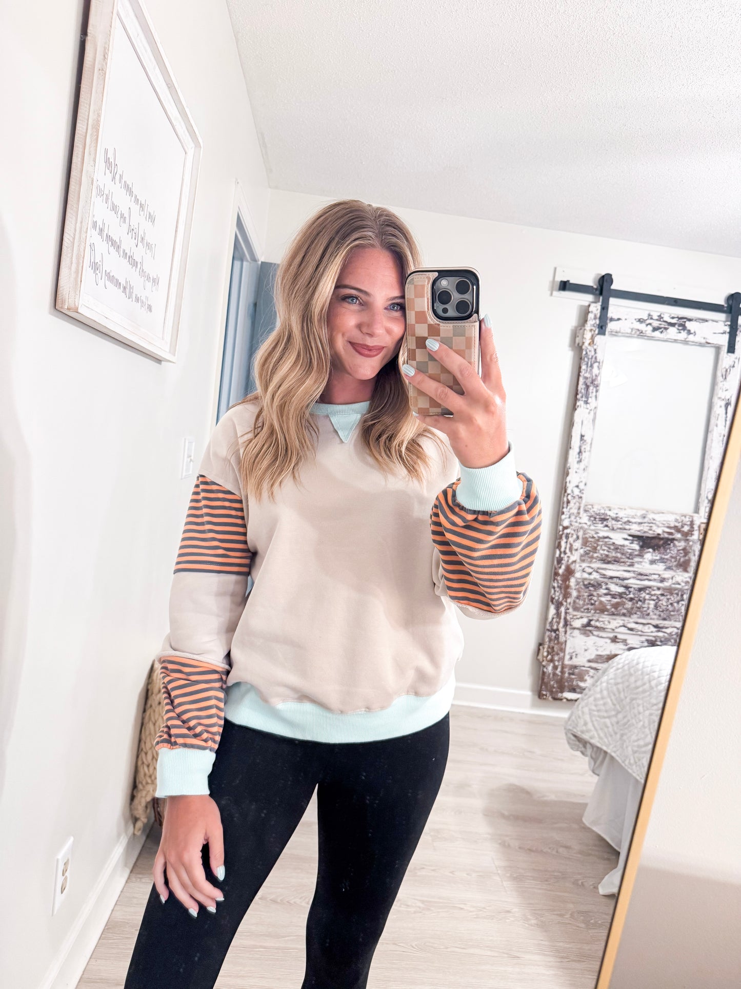 Stripped Colorblock Sweatshirt