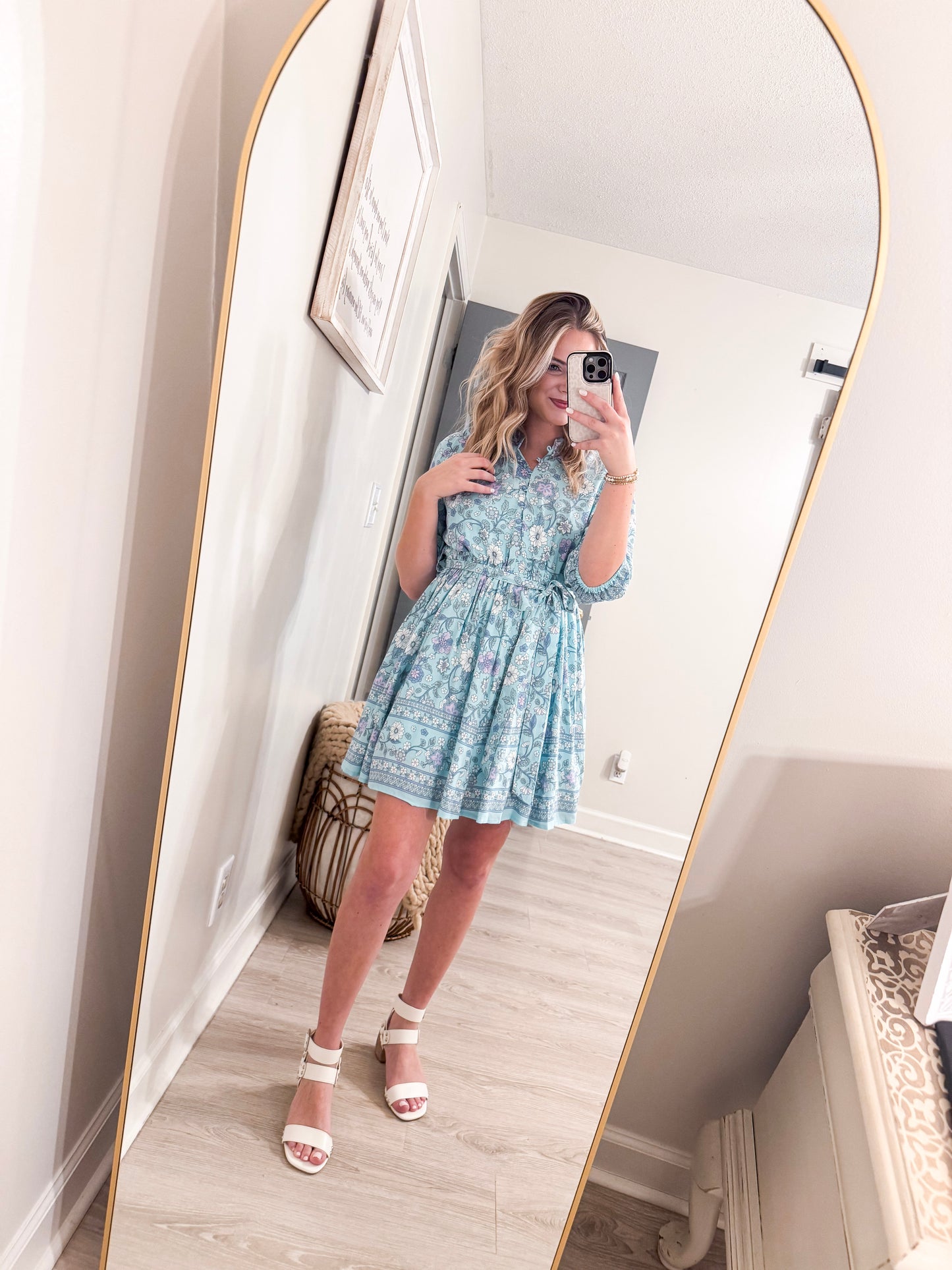 Seafoam Blue Floral Dress