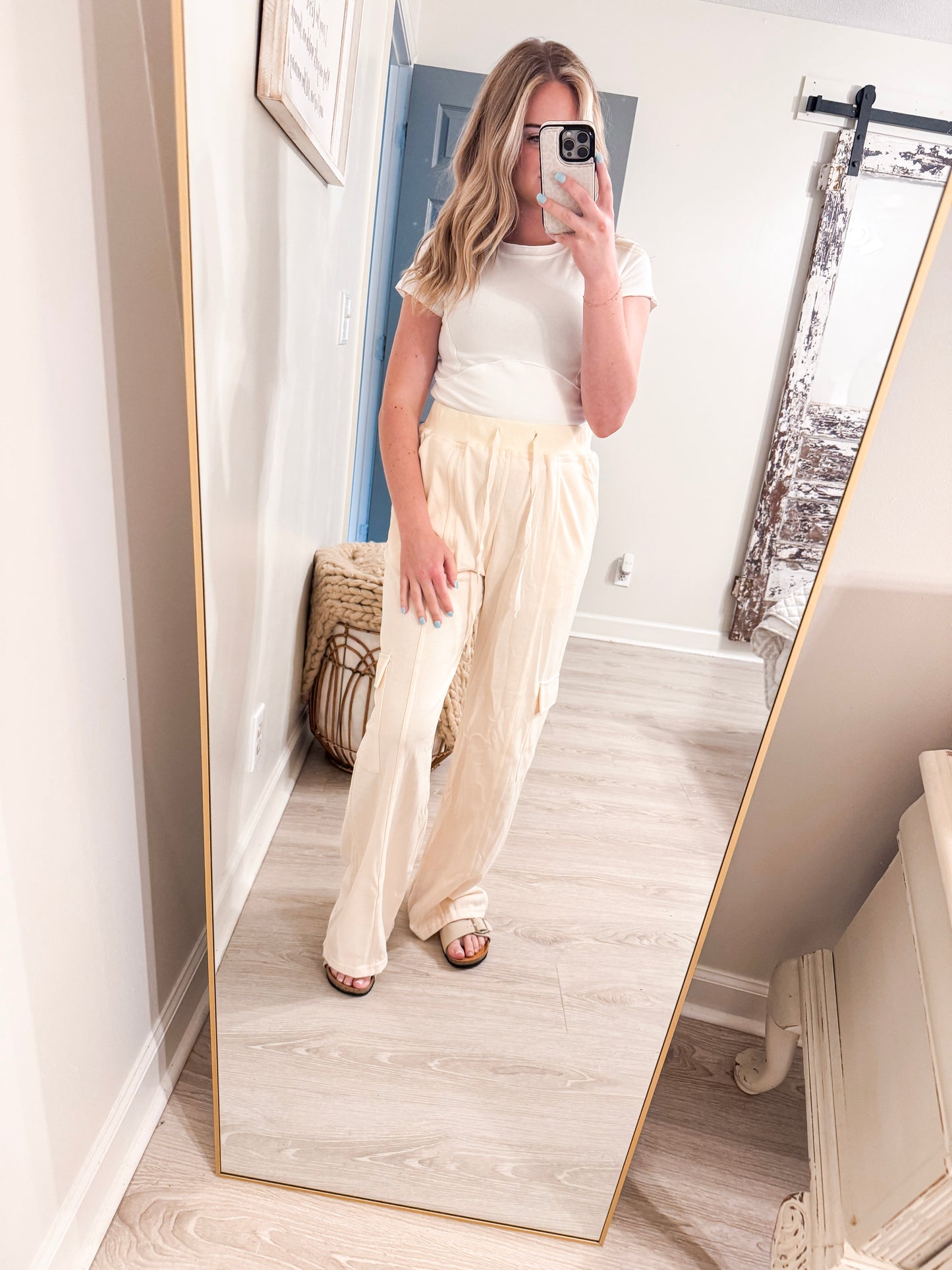 Beige Cargo Sweatpants