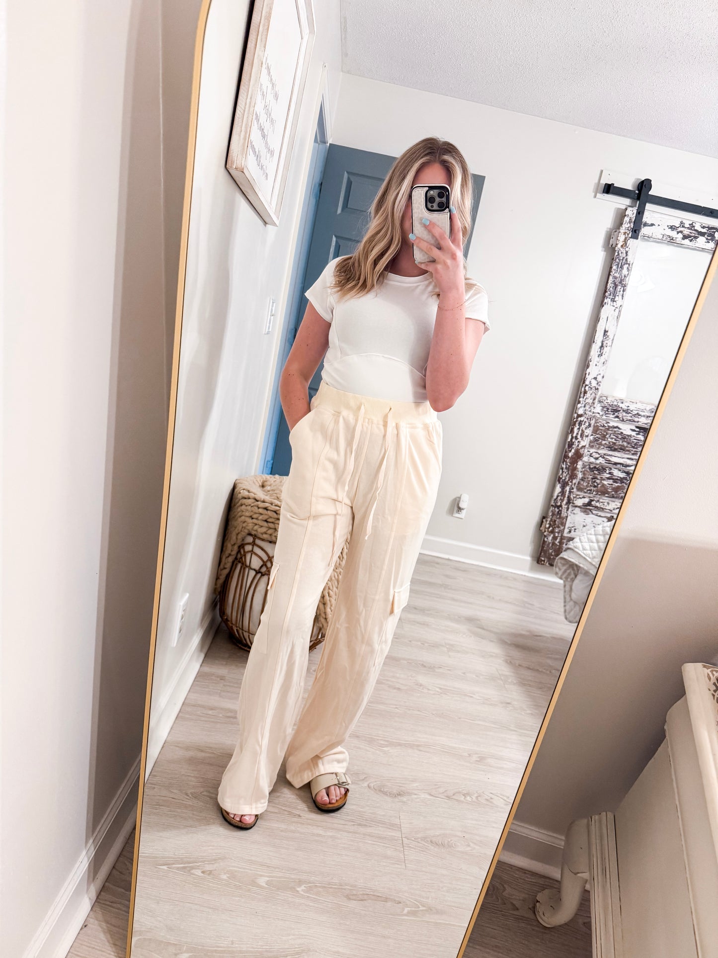 Beige Cargo Sweatpants
