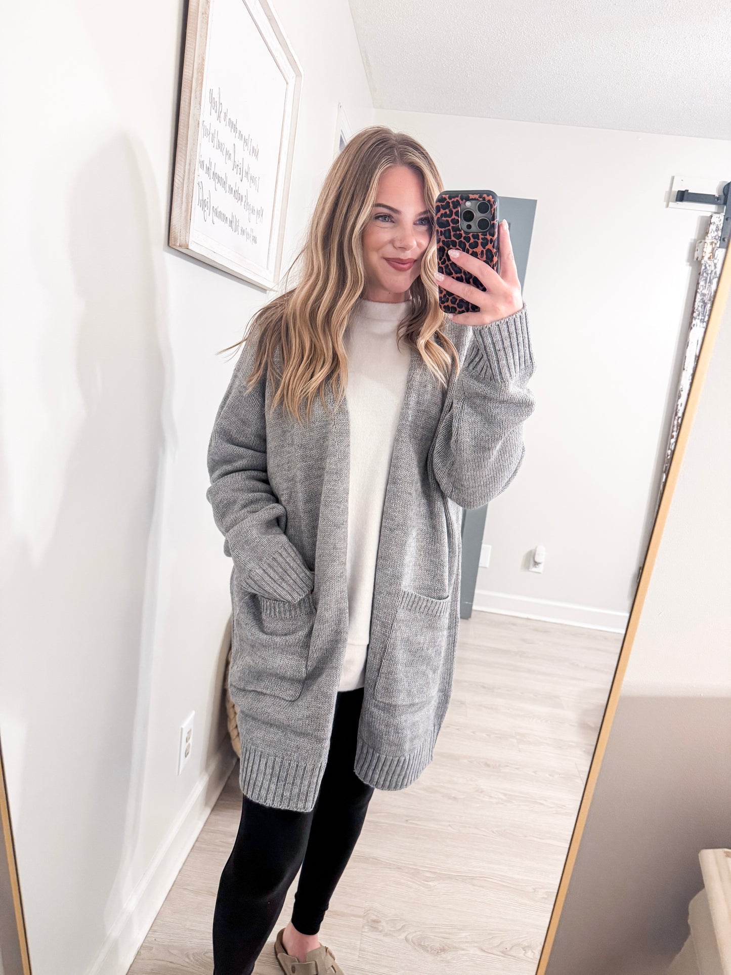 Gray Curvy Cardigan
