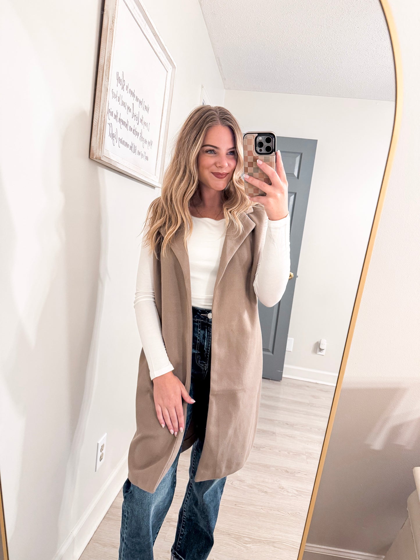 Sleeveless Notched Collar Soft Open Vest