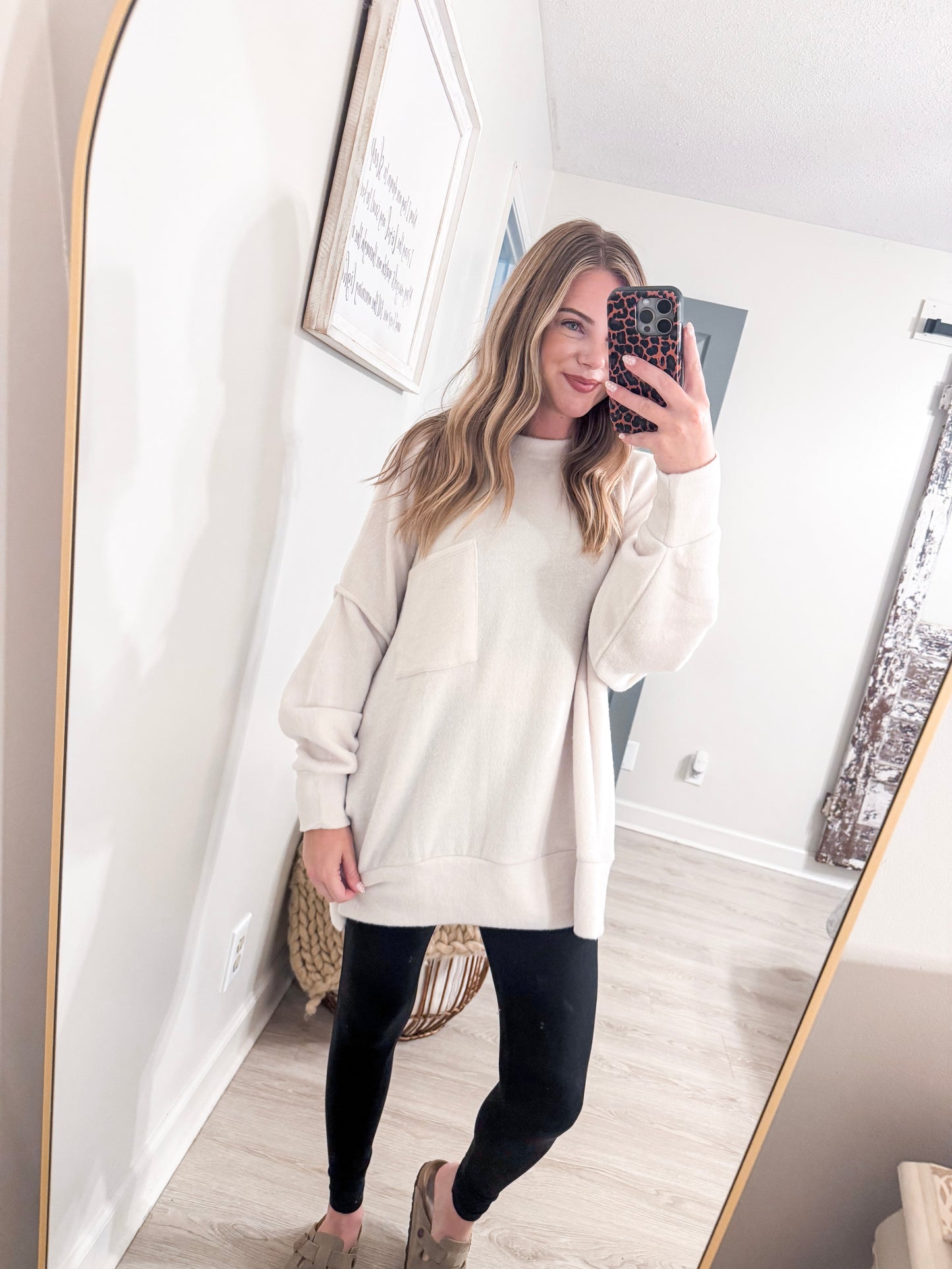 Beige Long Sleeve Curvy Top