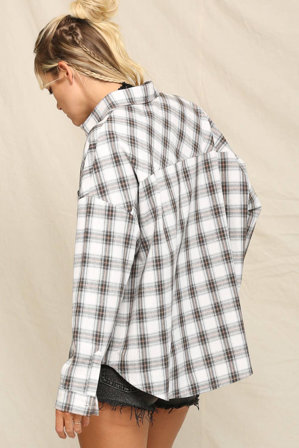 Oversized Plaid Button-Down Shirts