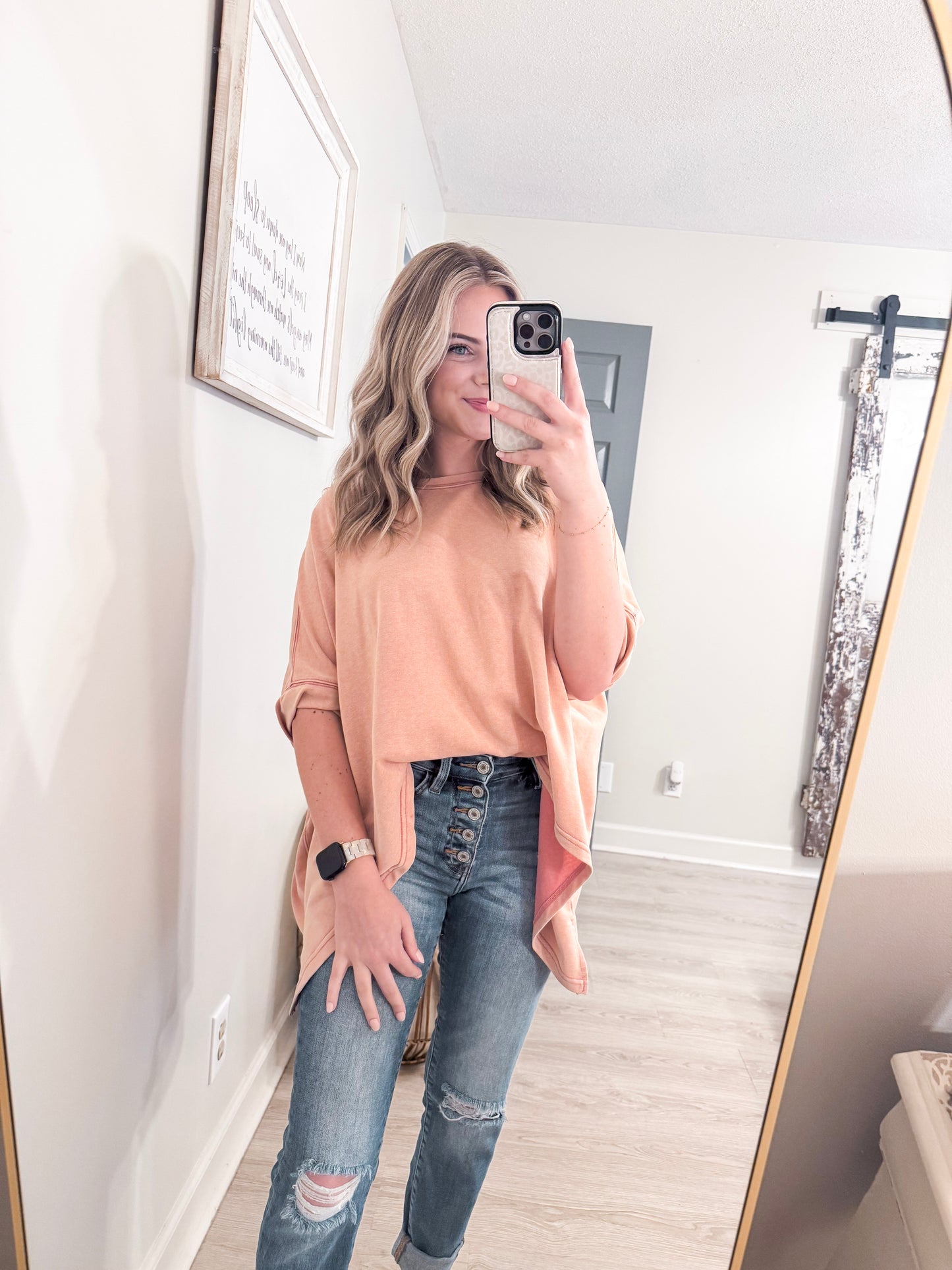 Pink Mineral Wash Short Sleeve Top