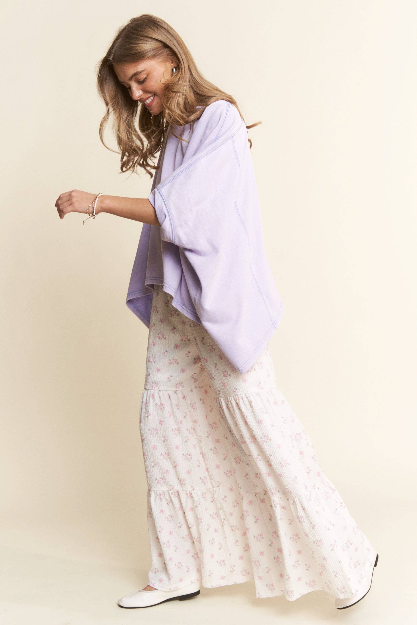 Purple Mineral Wash Short Sleeve Top