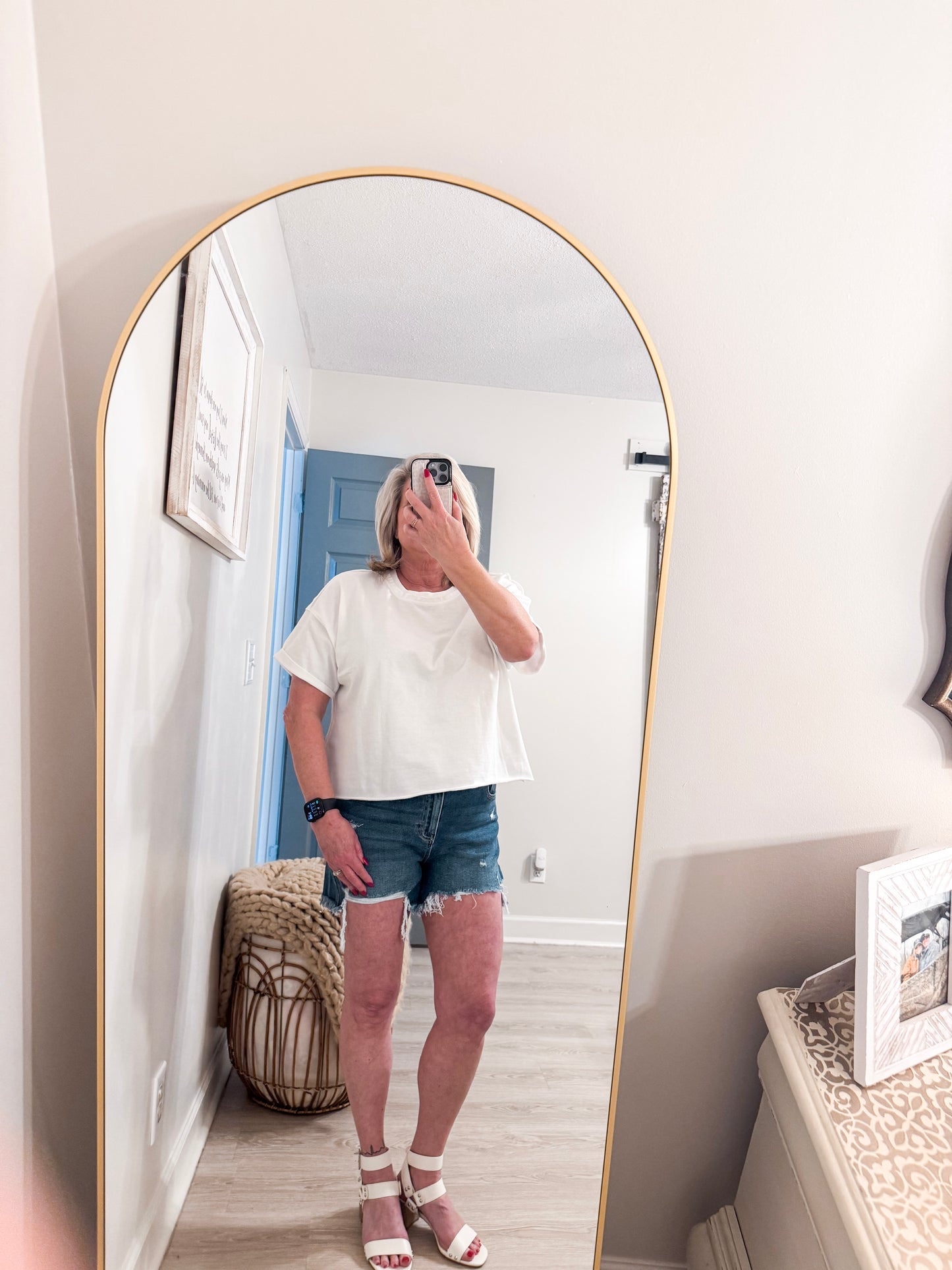 White Cropped Flowy Shirt