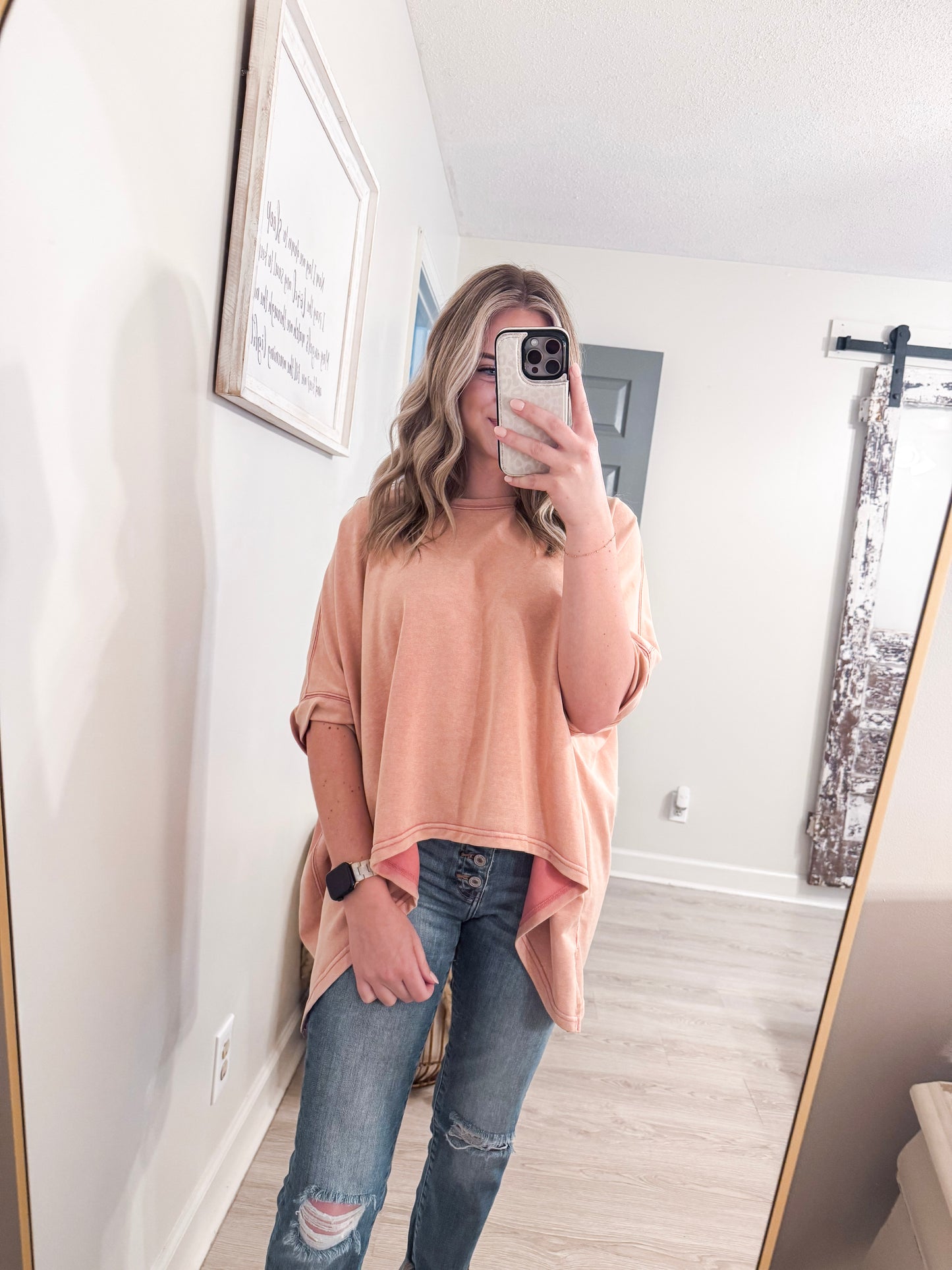 Pink Mineral Wash Short Sleeve Top