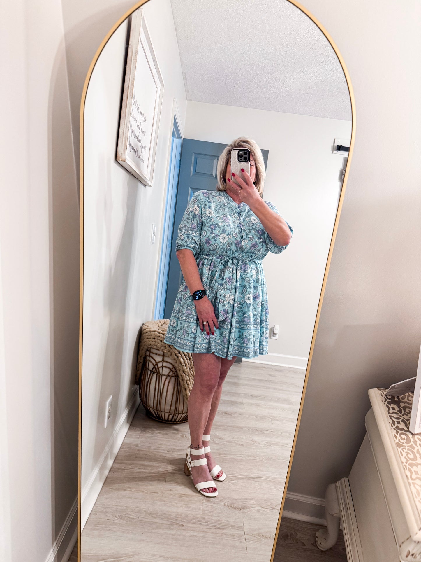 Seafoam Blue Floral Dress