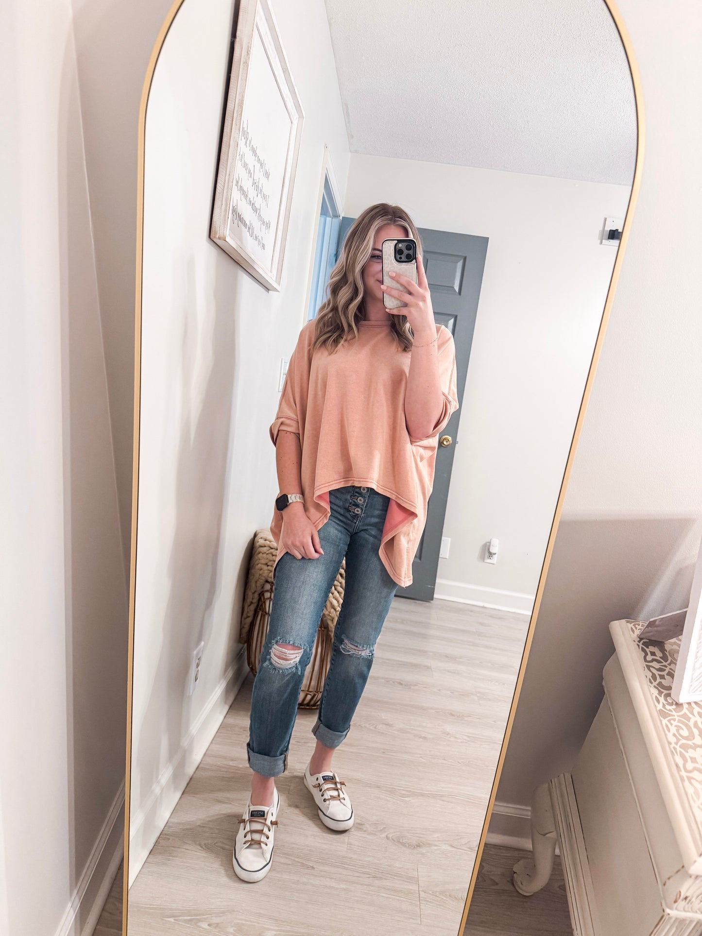 Pink Mineral Wash Short Sleeve Top