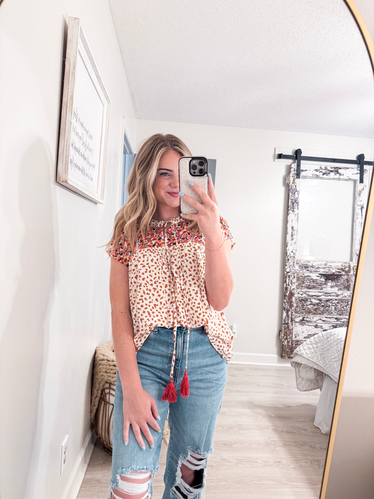 Red Embroidery Blouse