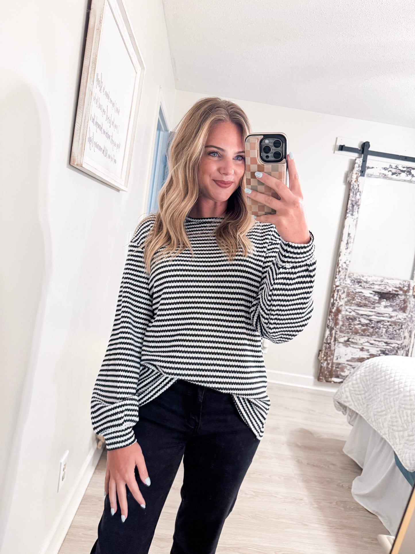 Black Stripped Long Sleeve Shirt