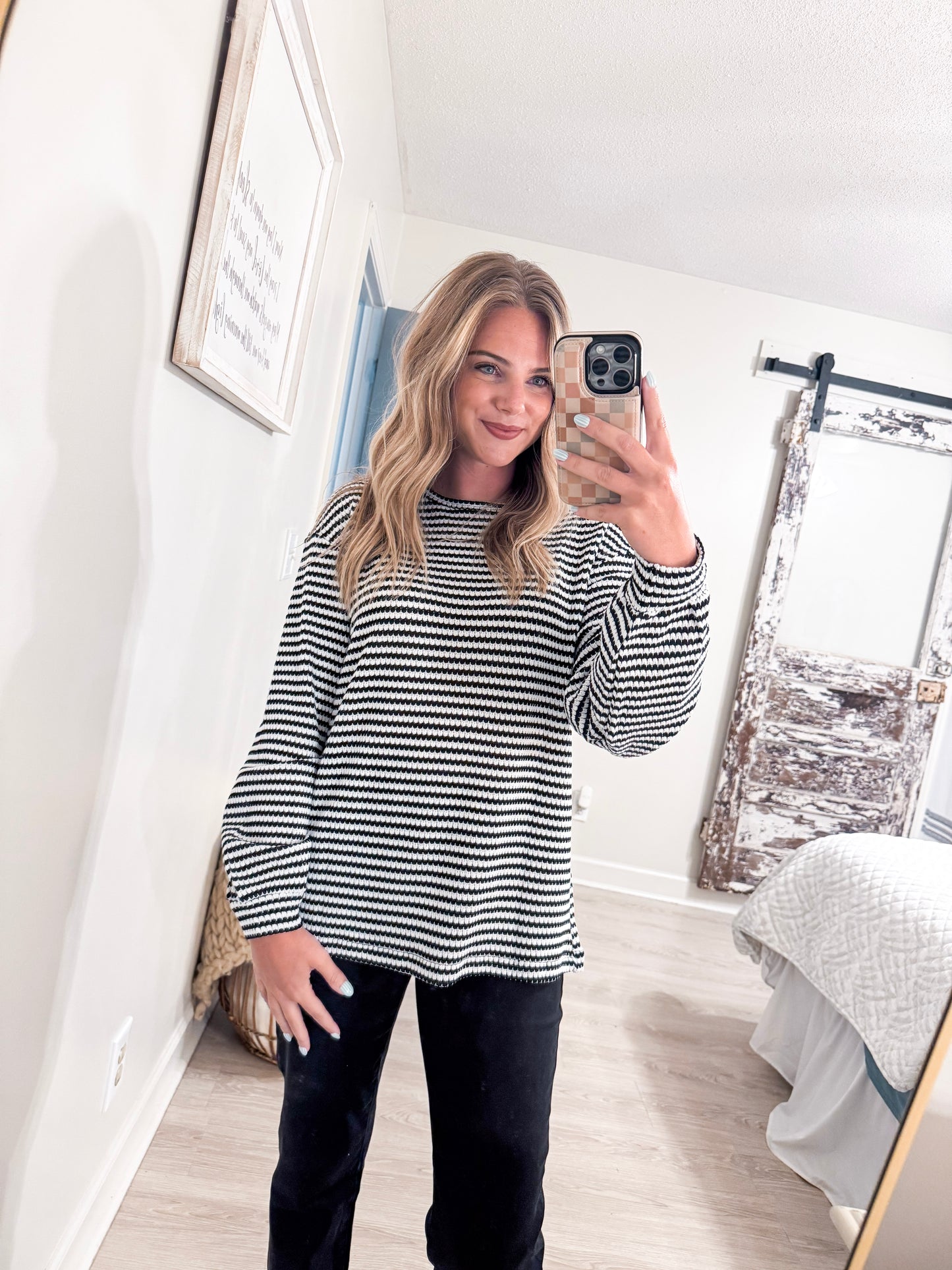 Black Stripped Long Sleeve Shirt