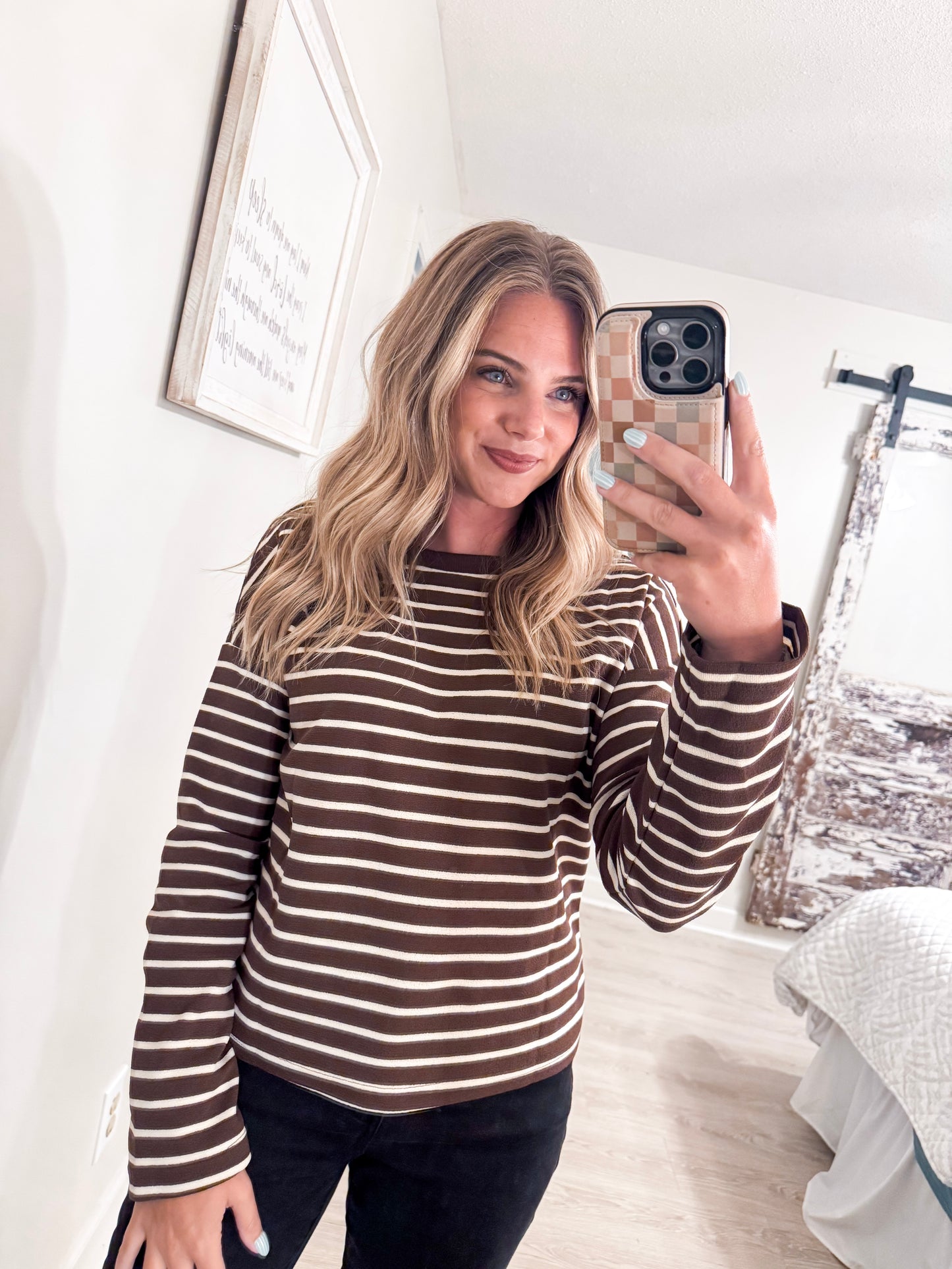 Brown Stripe Long Sleeve Shirt