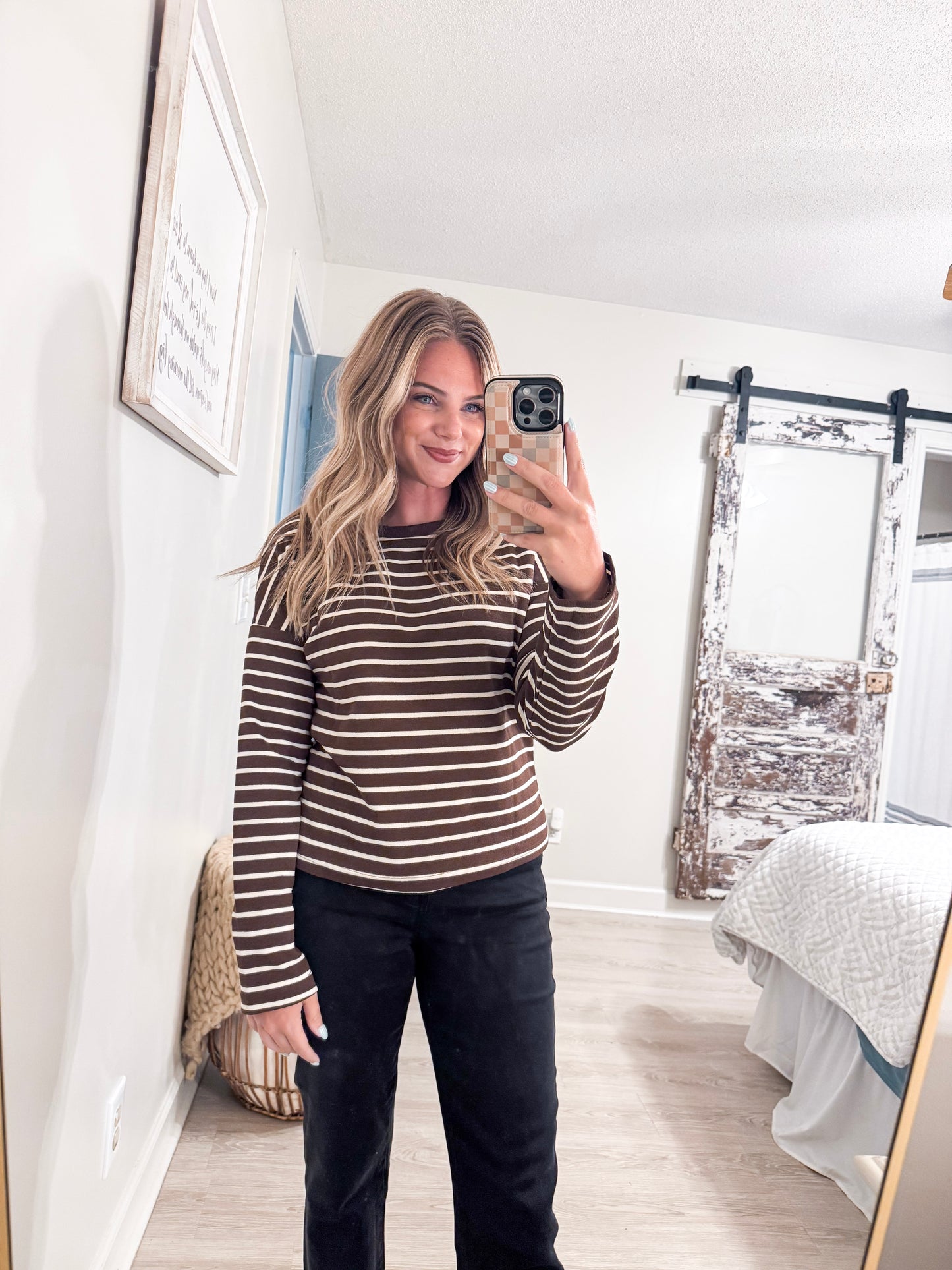 Brown Stripe Long Sleeve Shirt