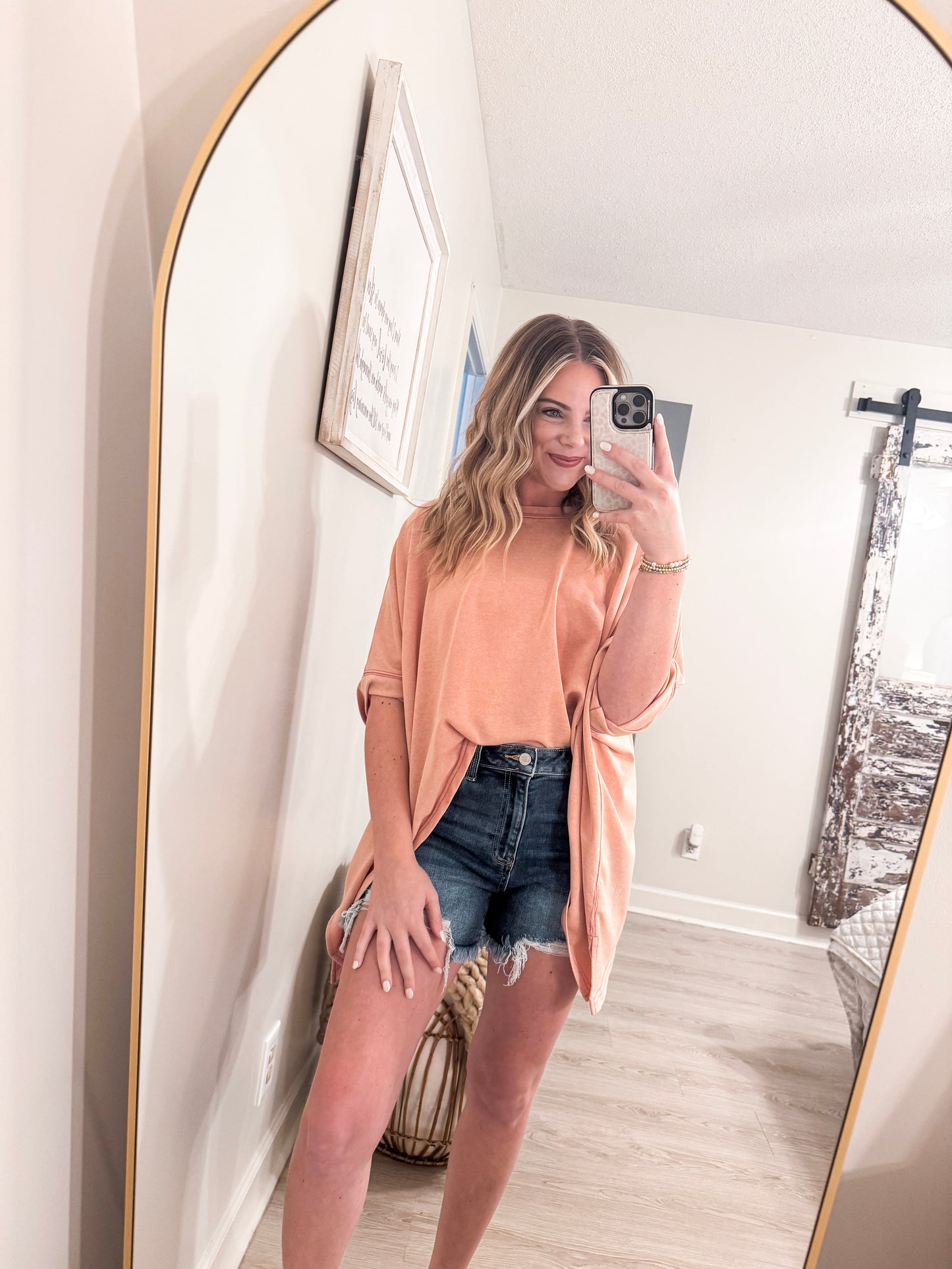 Pink Mineral Wash Short Sleeve Top