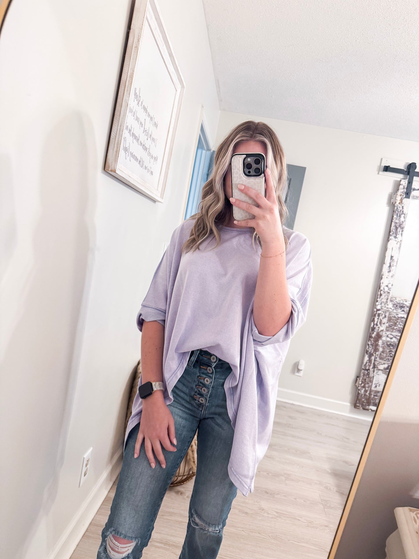Purple Mineral Wash Short Sleeve Top