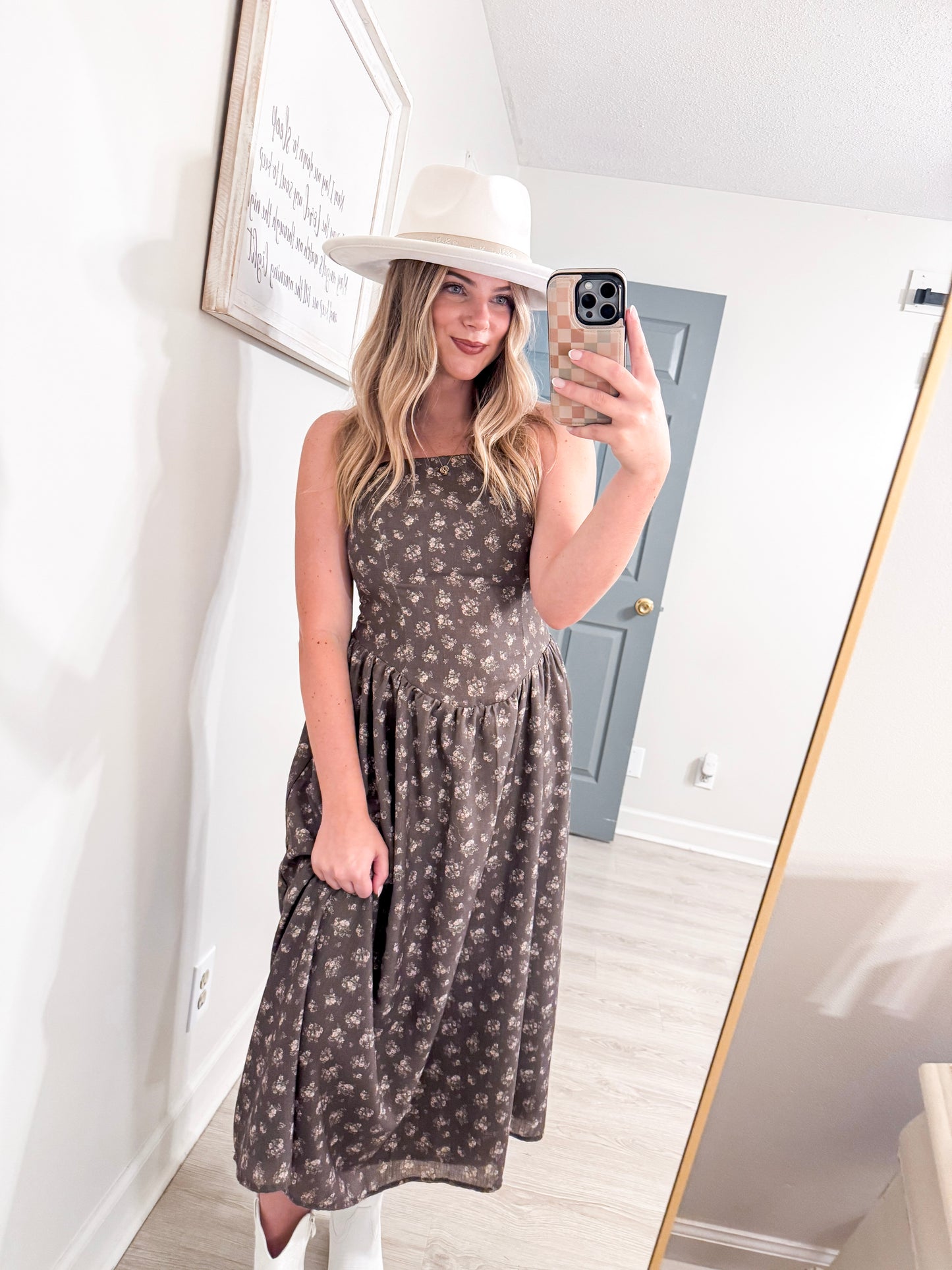 STRAPLESS DROPPED WAISTED LACE TRIM DETAIL MIDI DRESS