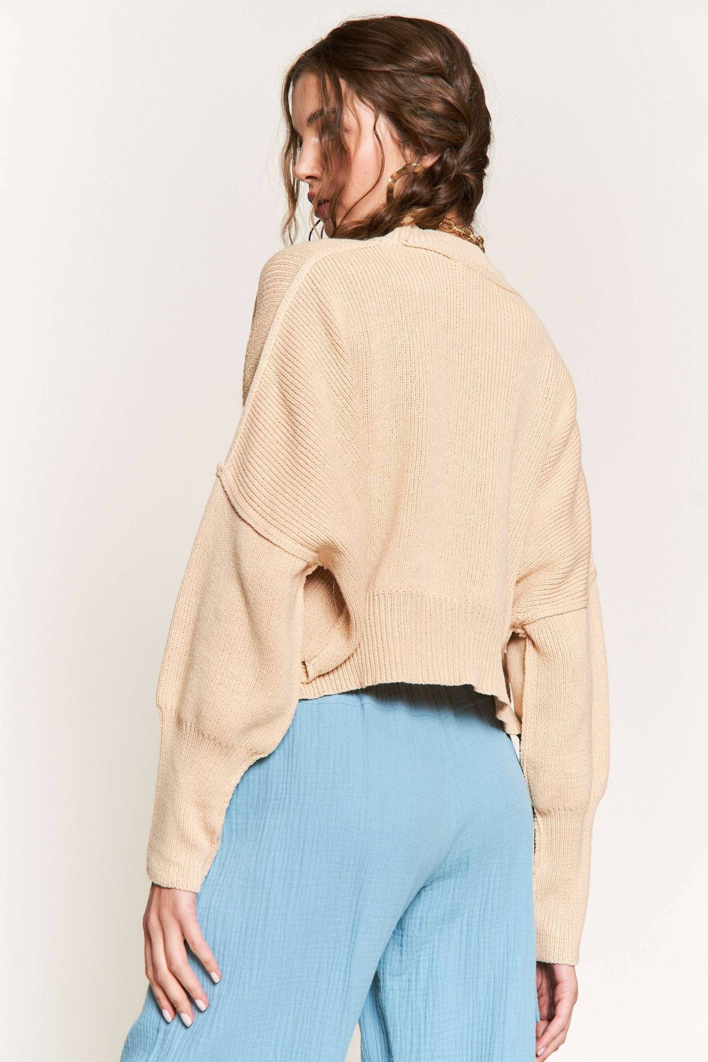 Khaki Knit Cropped Sweater