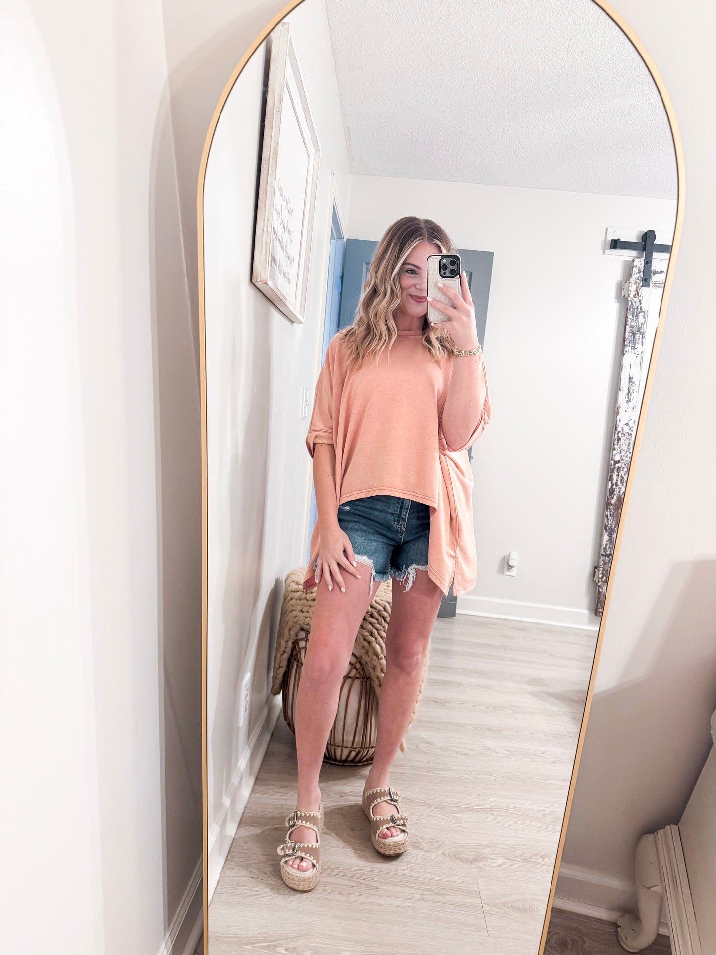 Pink Mineral Wash Short Sleeve Top