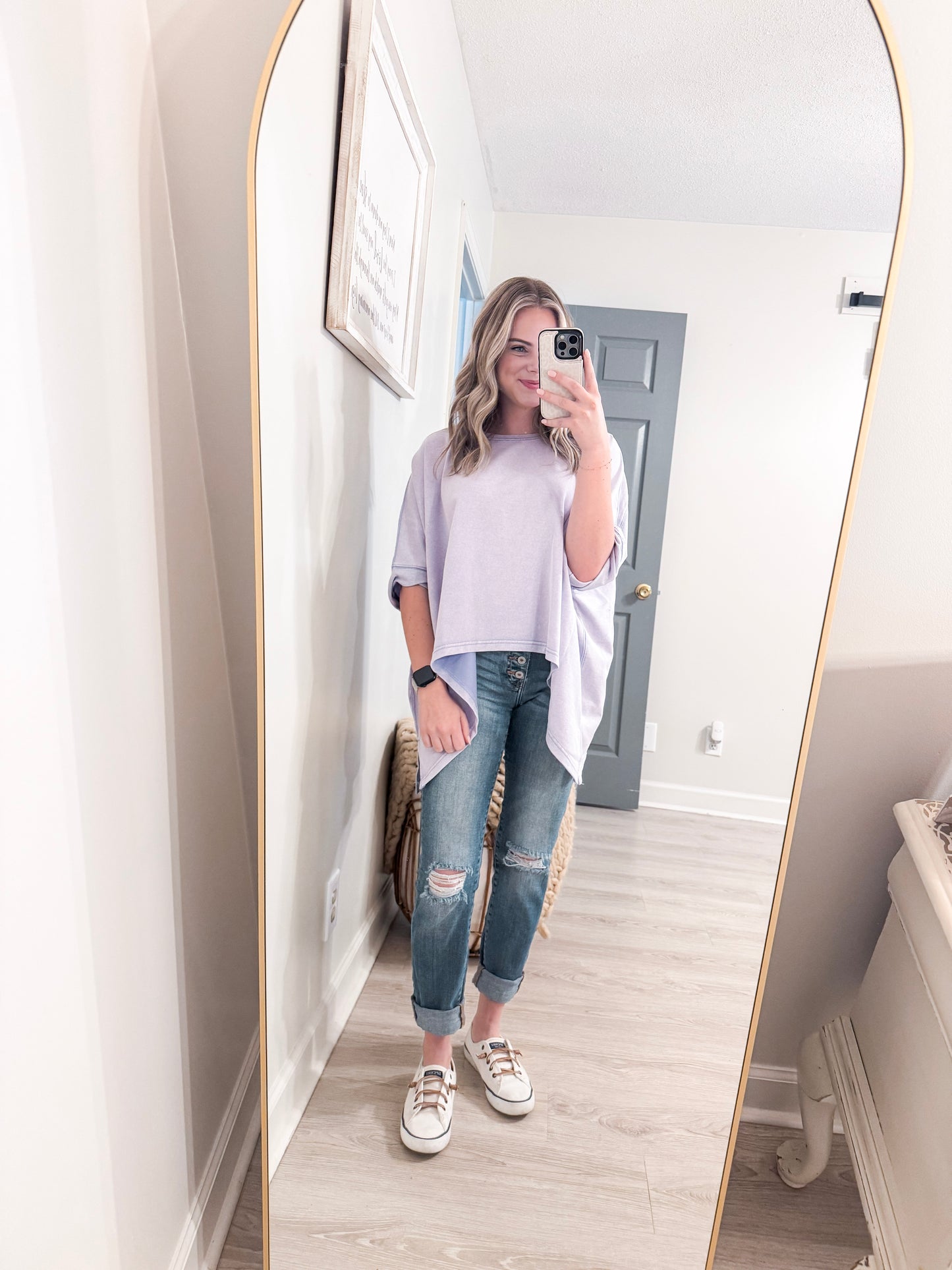 Purple Mineral Wash Short Sleeve Top
