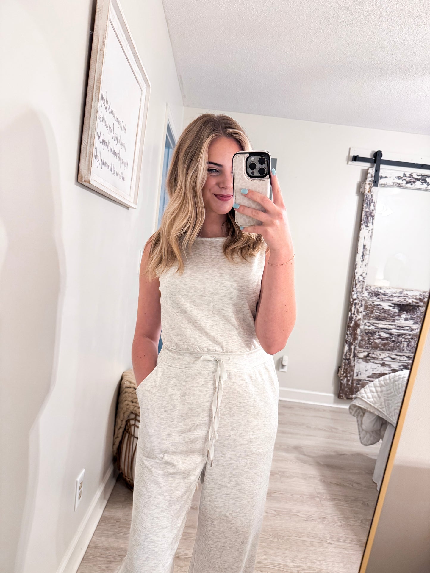 Light Grey Drawstring Jumpsuit
