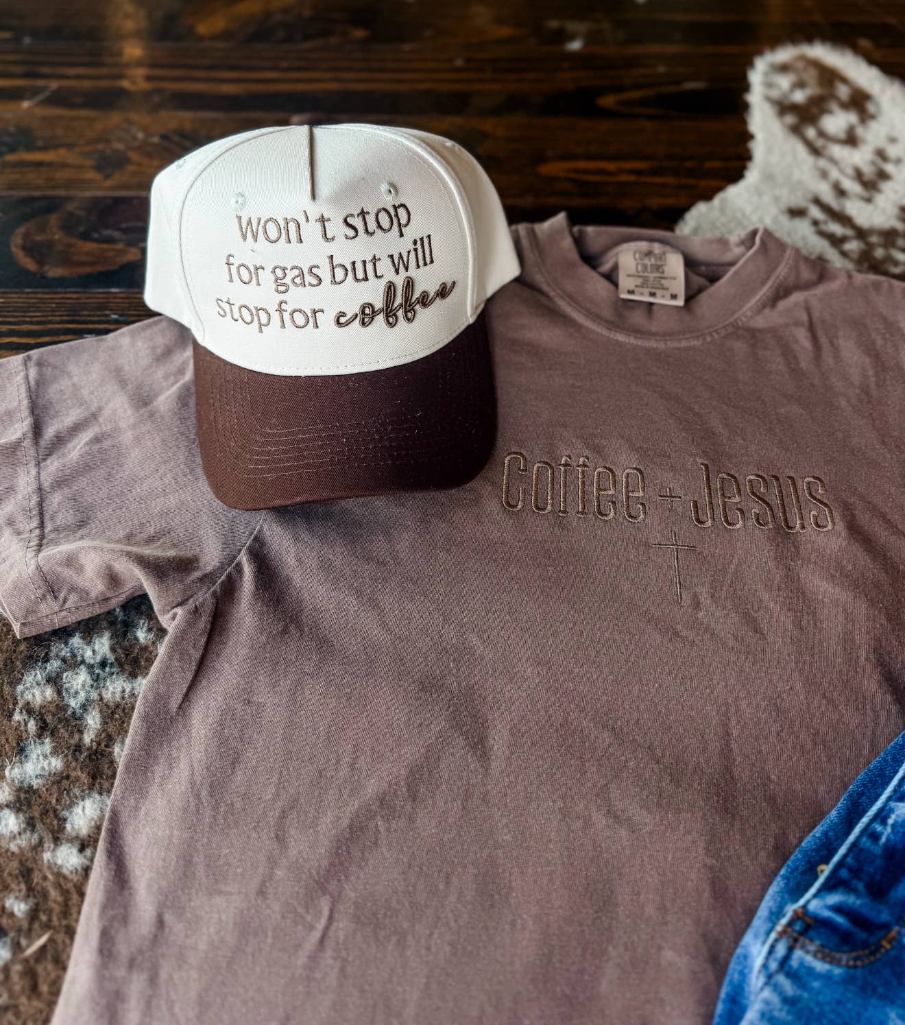Won’t Stop For Gas Will For Coffee Embroidered Trucker hat