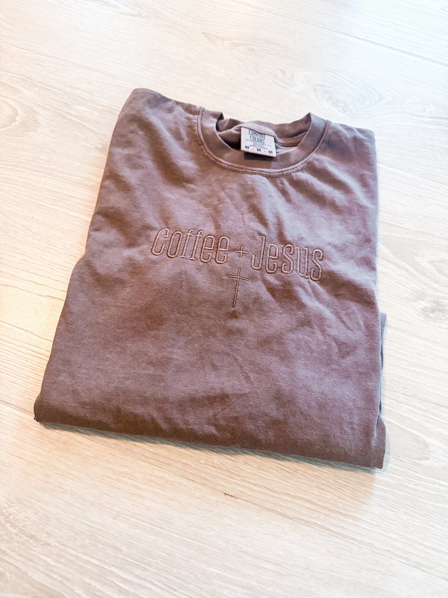 Coffee + Jesus Embroidered Tee