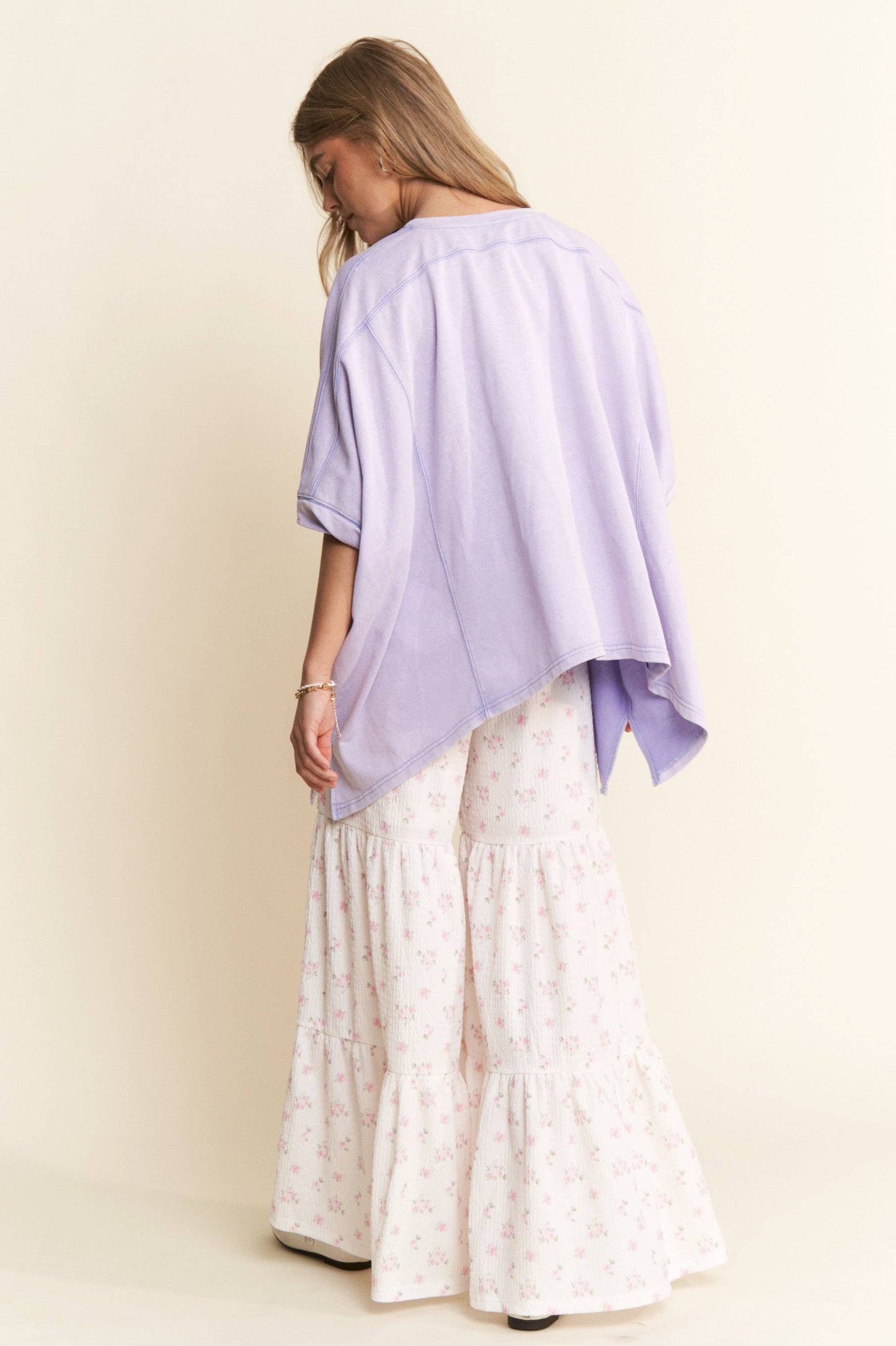 Purple Mineral Wash Short Sleeve Top