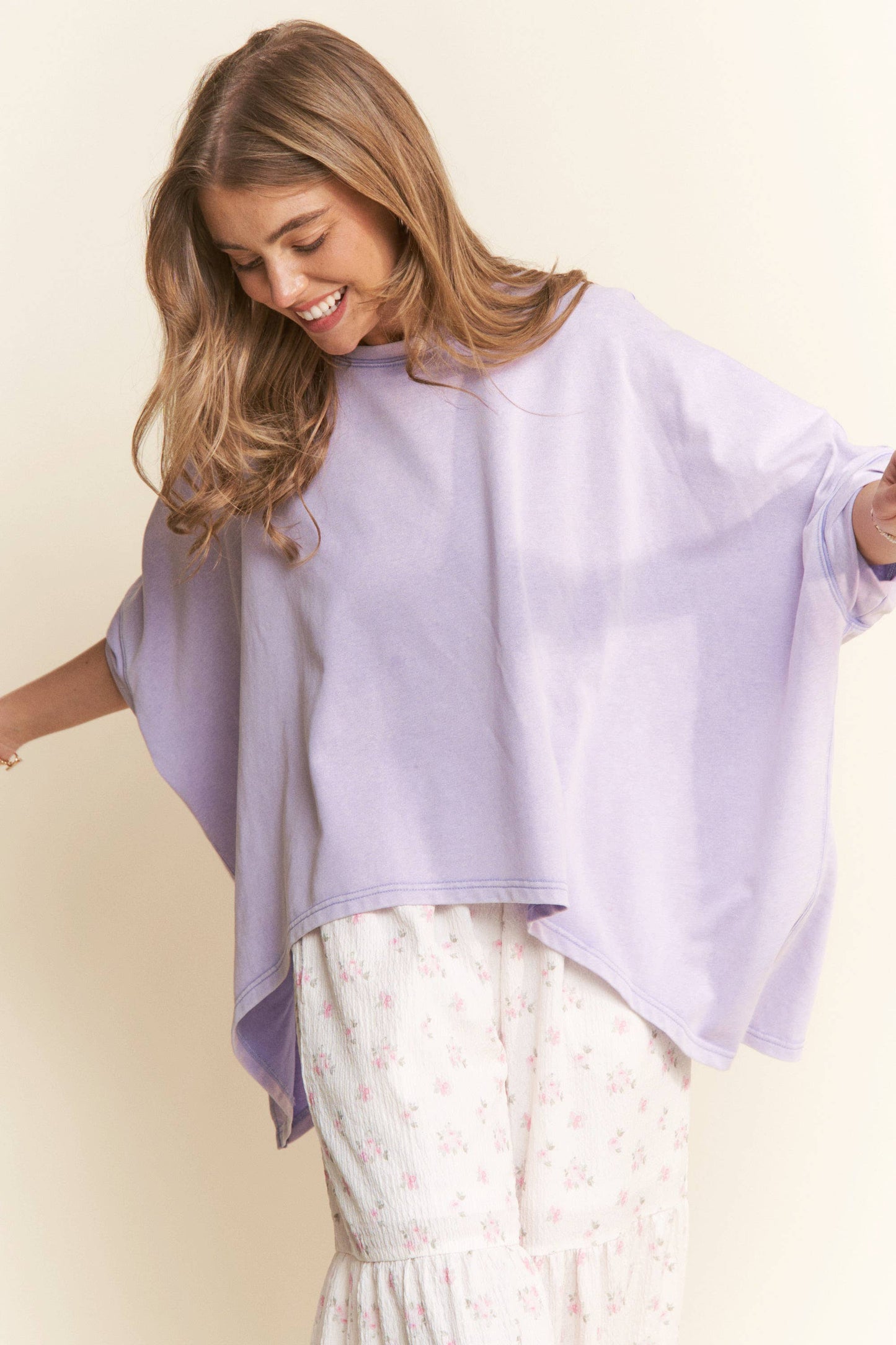 Purple Mineral Wash Short Sleeve Top