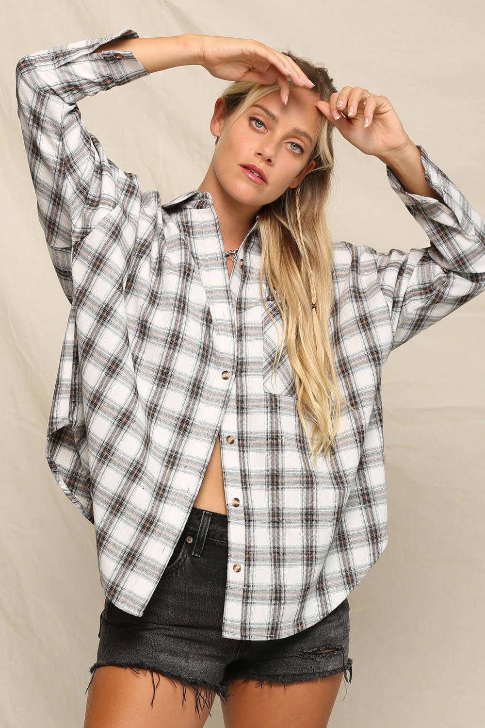 Oversized Plaid Button-Down Shirts