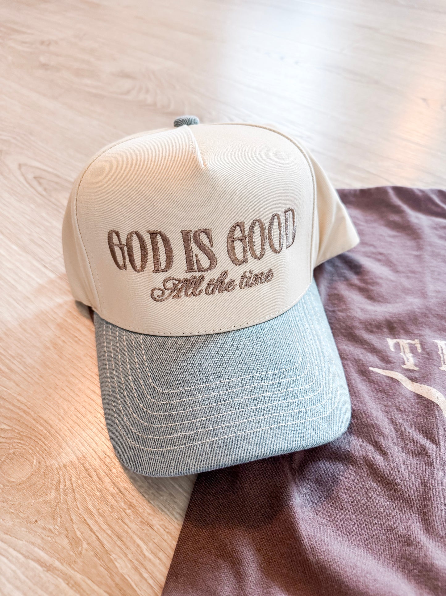 God Is Good All The Time Embroidery Trucker Hat