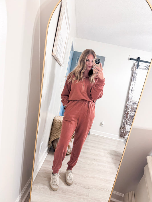 Rust Zipper Jumpsuit