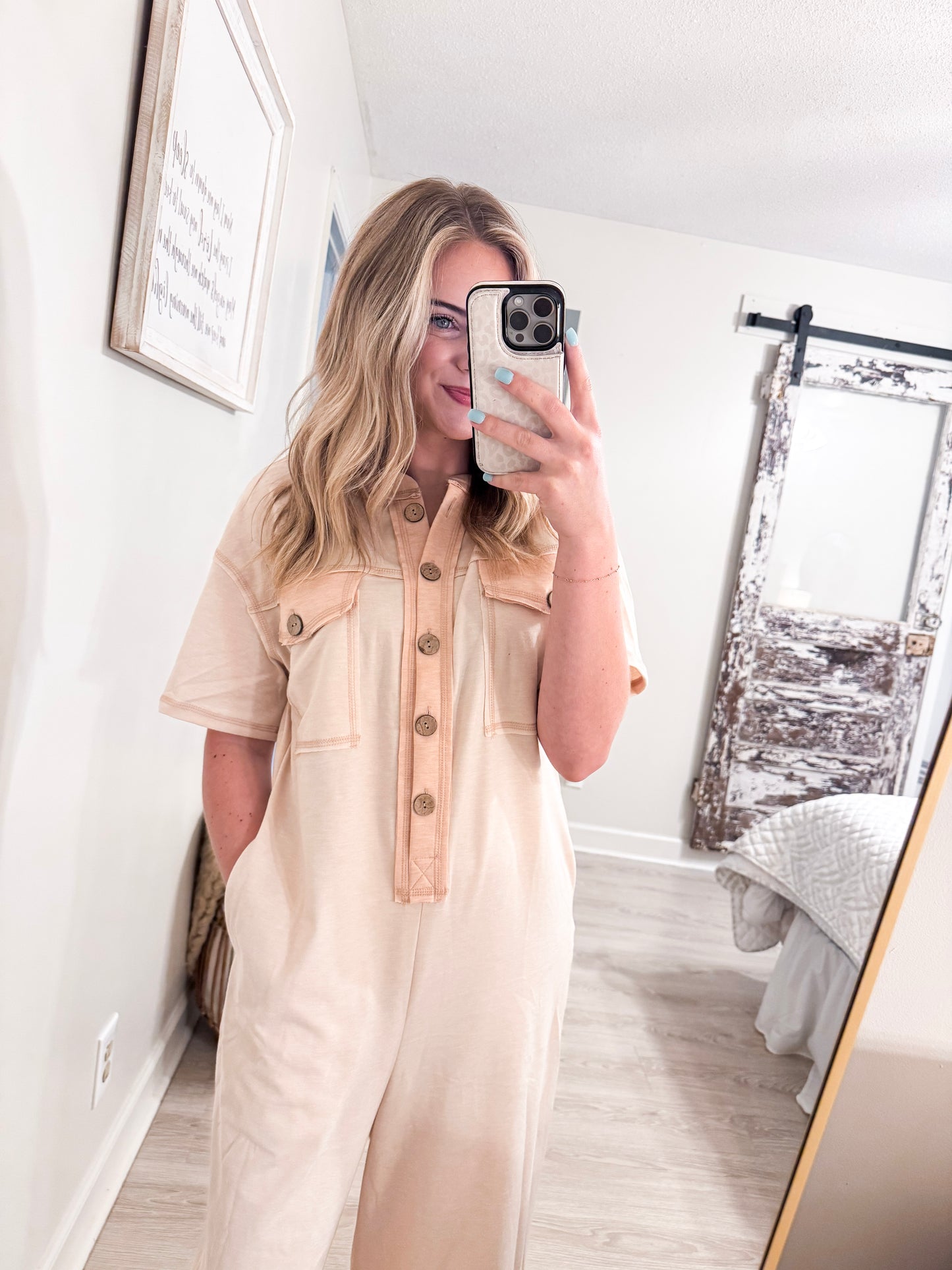 Beige Wide Leg Jumpsuit