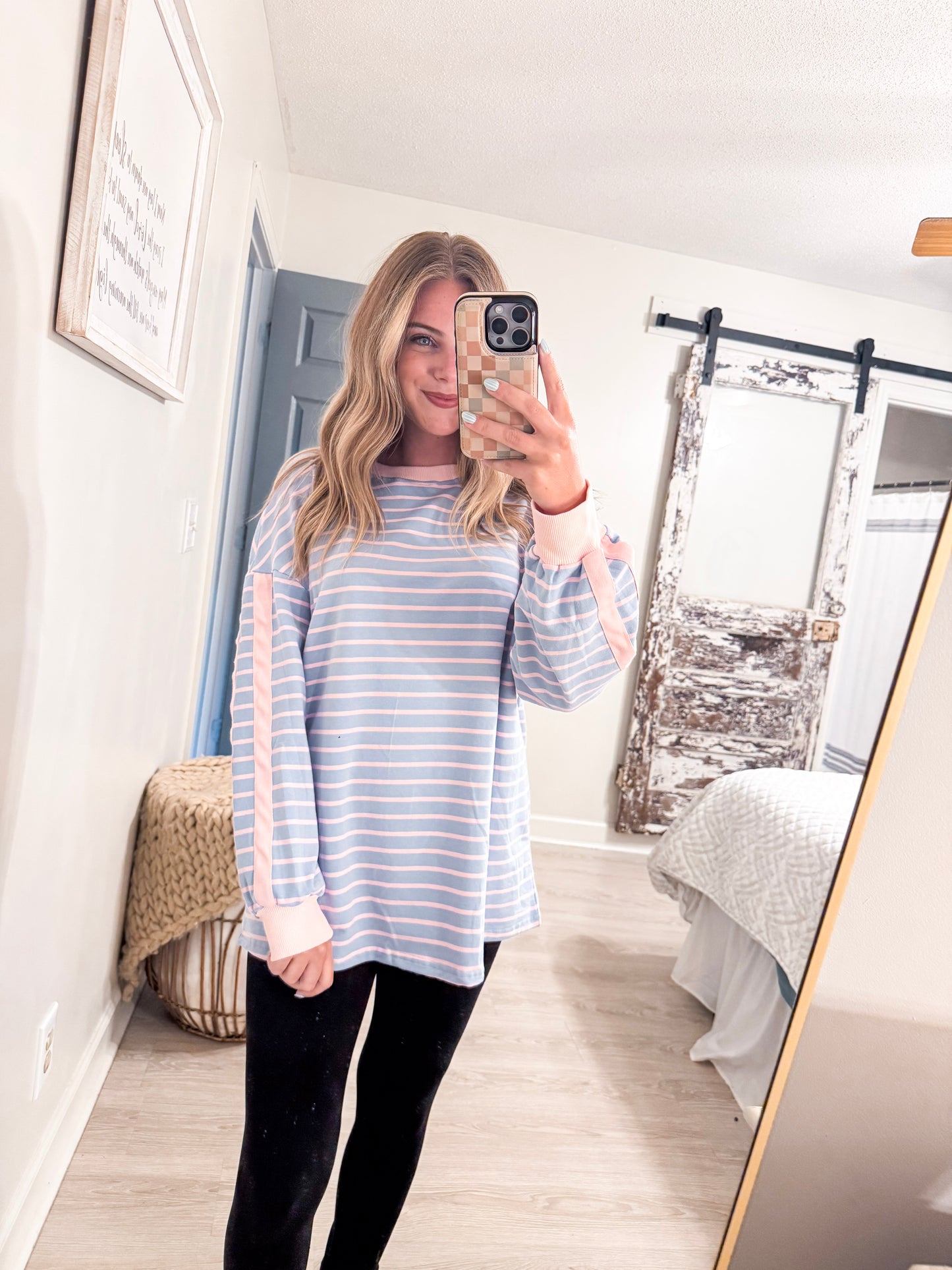 Blue Stripped Oversized Sweatshirt