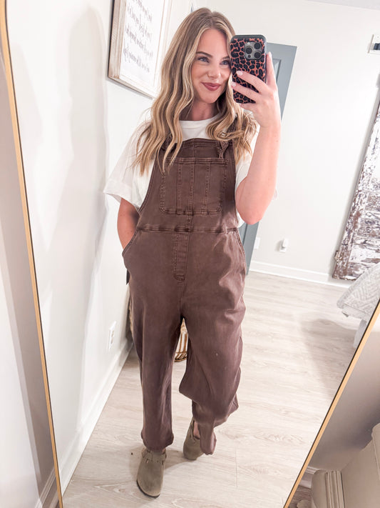 Mahogany Denim Overalls