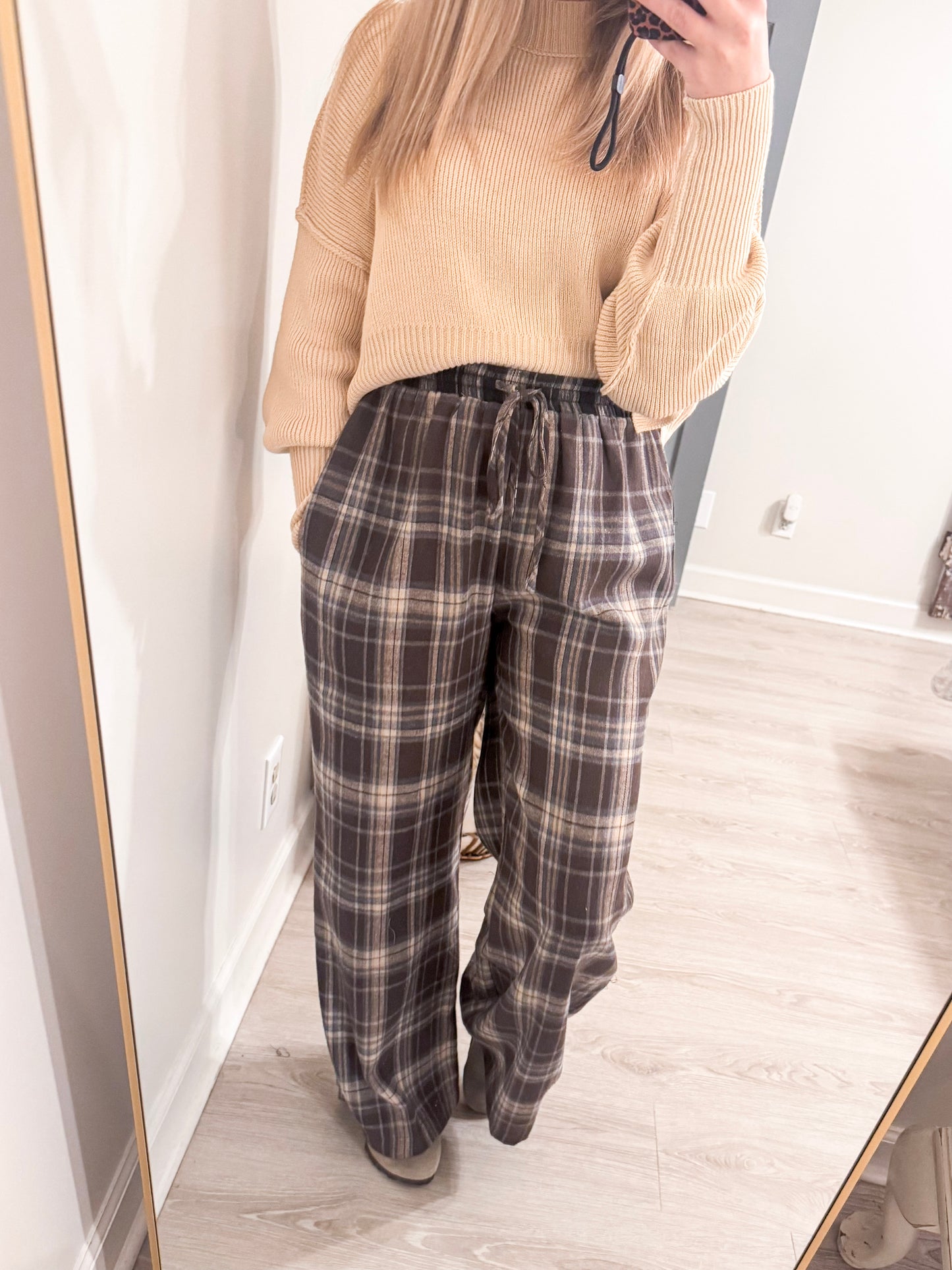 Plaid Flannel Drawstring Pants