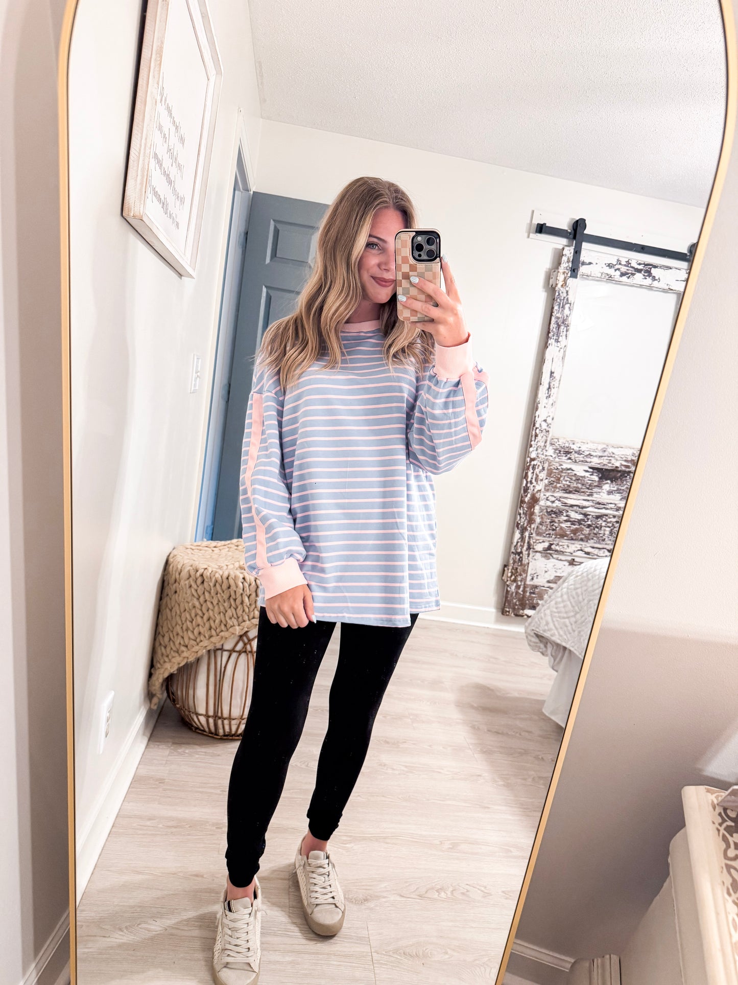 Blue Stripped Oversized Sweatshirt