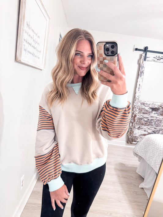 Stripped Colorblock Sweatshirt