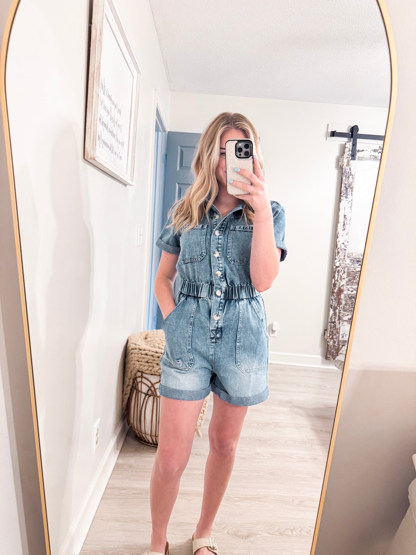 Denim Short Sleeve Romper