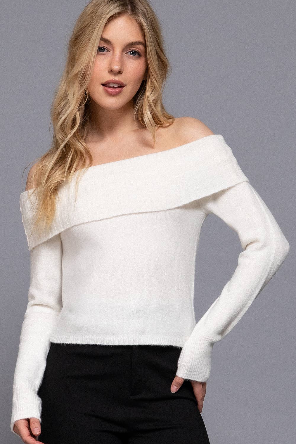 Long Sleeve Off The Shoulder Cozy Sweater